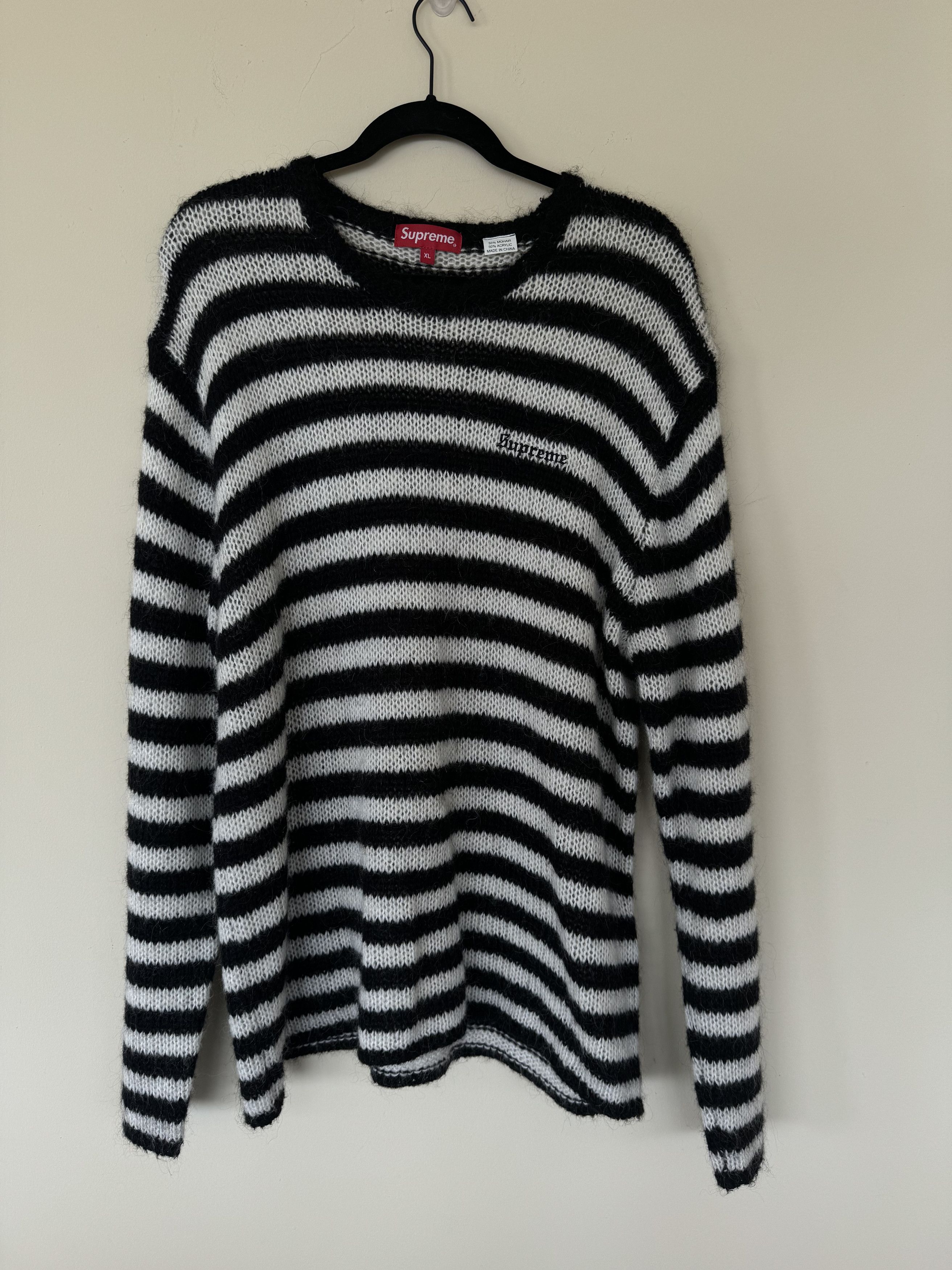 image of Supreme Striped Sweater in White, Men's (Size XL)