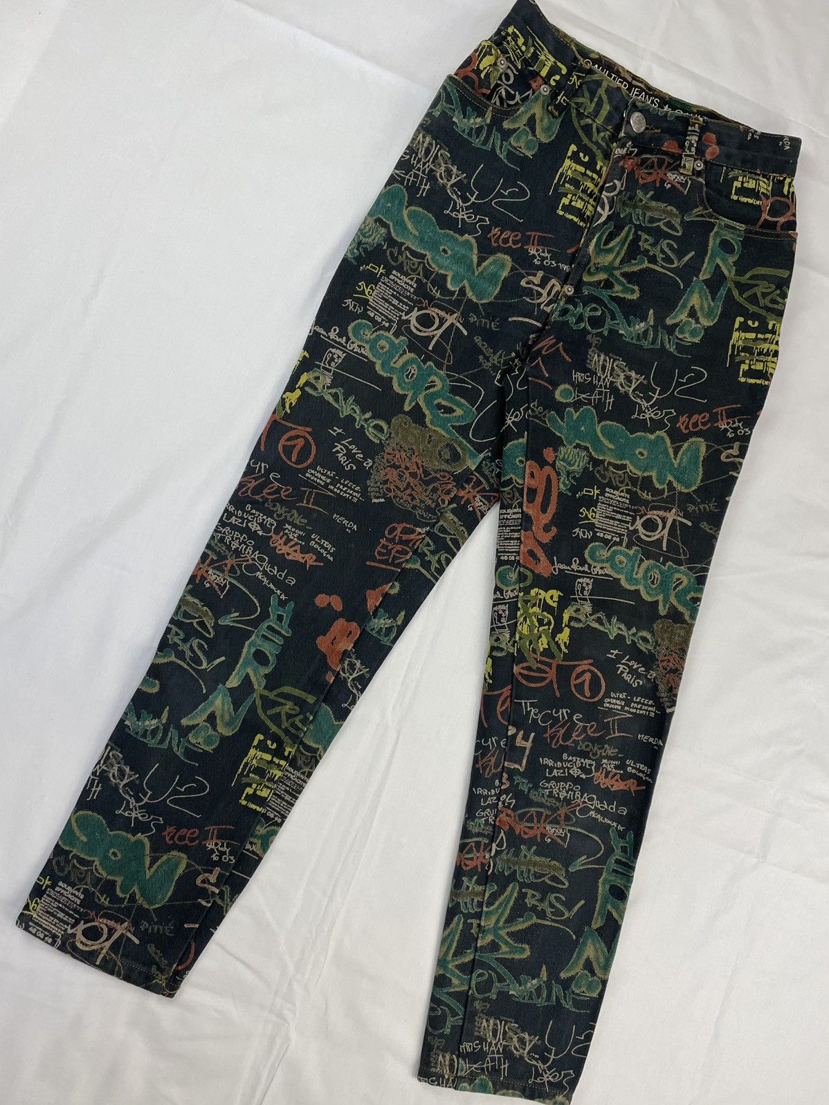 Jean Paul Gaultier SS1994 Jean Paul Gaultier Graffiti Print Jeans Vintage Size 26" / US 2 / IT 38 - 3 Thumbnail
