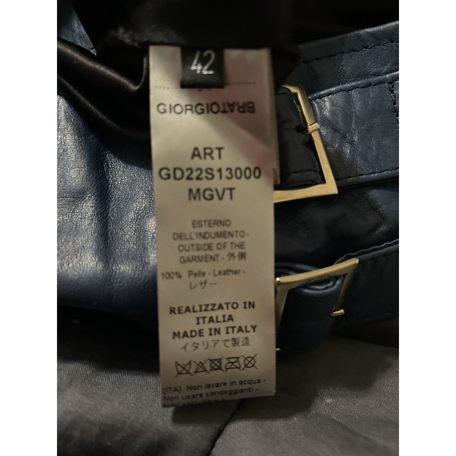 Giorgio Brato Giorgio Brato Boxy Biker Leather Jacket Topazio Blue IT42 NW Size M / US 6-8 / IT 42-44 - 3 Thumbnail