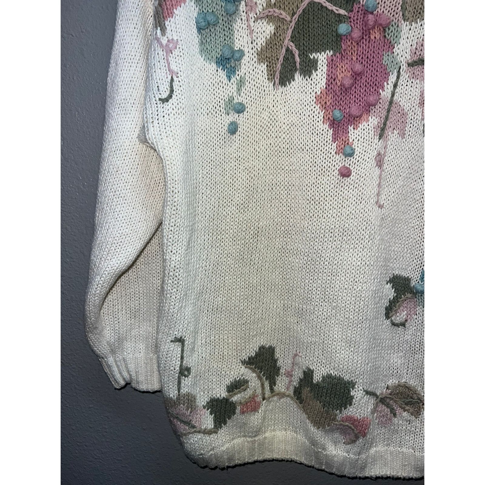 Vintage Womens Vintage Knit Sweater Shenanigans Floral Grape VTG L Size L / US 10 / IT 46 - 5 Thumbnail