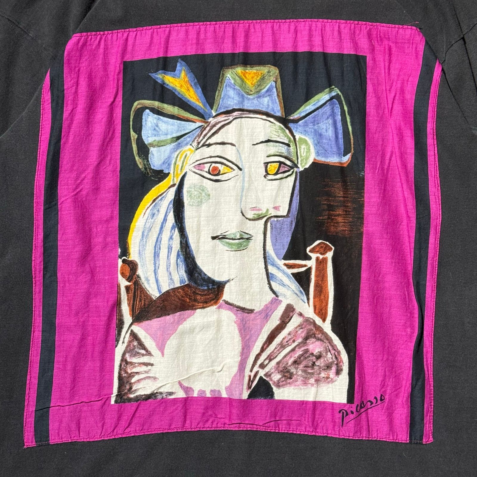 Vintage 90s Pablo Picasso Buste de Femme au Chapeau Bleu Long Sleeve Size M / US 6-8 / IT 42-44 - 2 Thumbnail