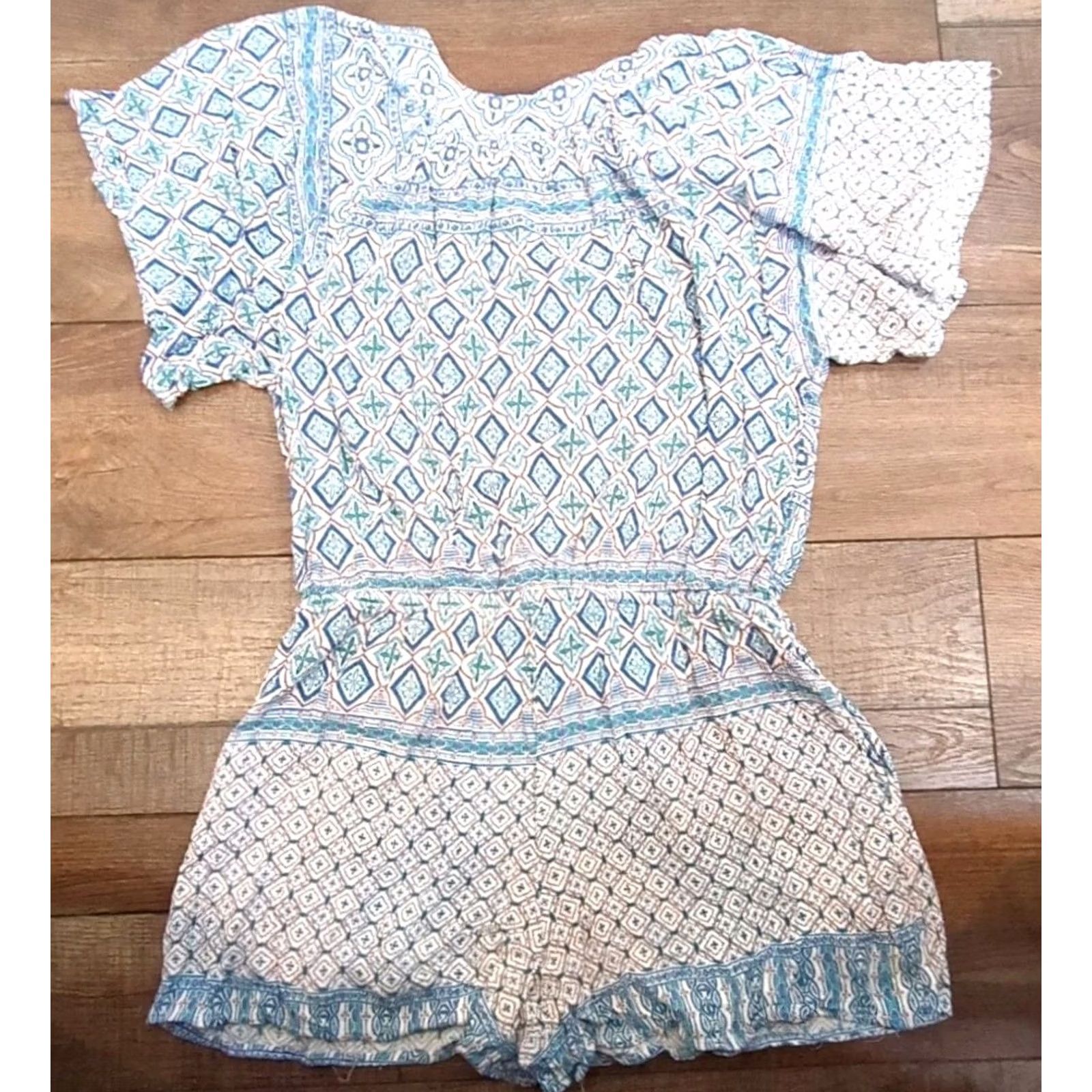 Vintage Vici Women's Romper Blue Short Sleeve One-Piece Casual Summer L Size 36" / US 14 / IT 50 - 4 Thumbnail