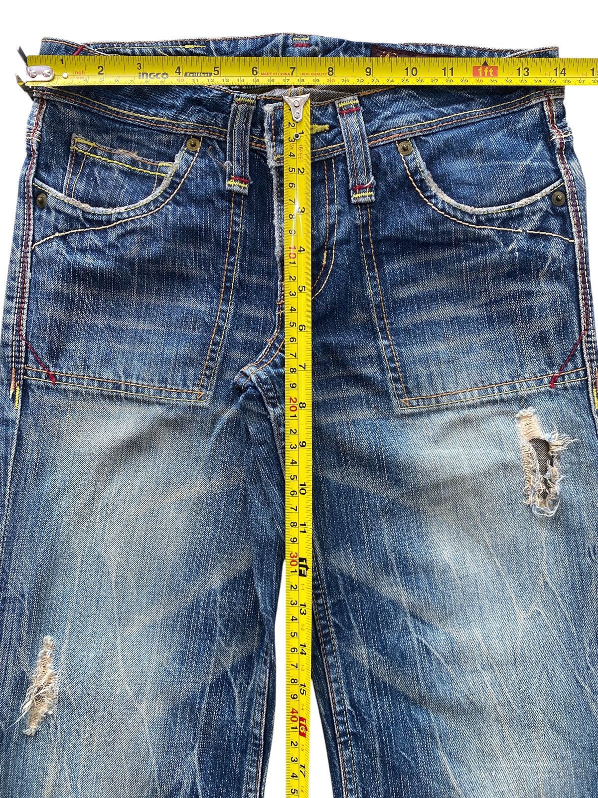 Japanese Brand Brapper Faded Wash Whiskered Style Boot Cut Jeans Size US 28 / EU 44 - 6 Thumbnail