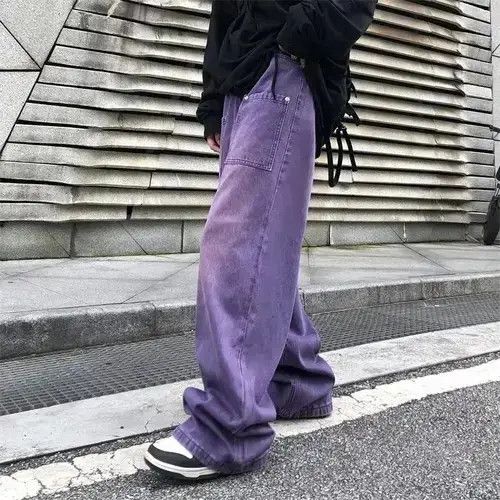 VIBE Straight Baggy Purple Jeans Size US 35 - 3 Thumbnail