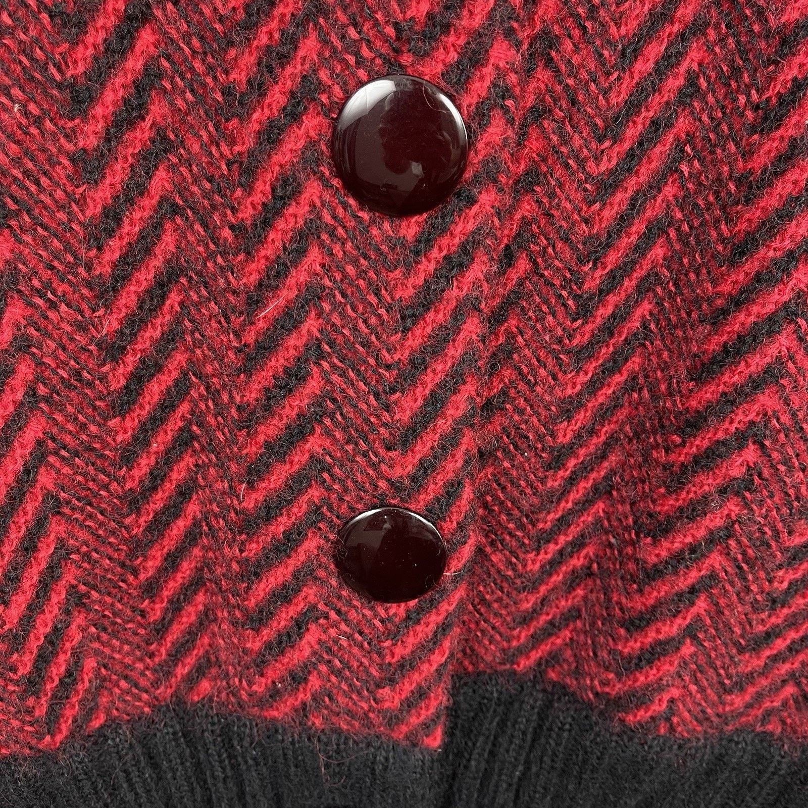 Other Vintage Saito Mohair Chevron Cardigan Red Black 80s Grail Size S / US 4 / IT 40 - 4 Thumbnail
