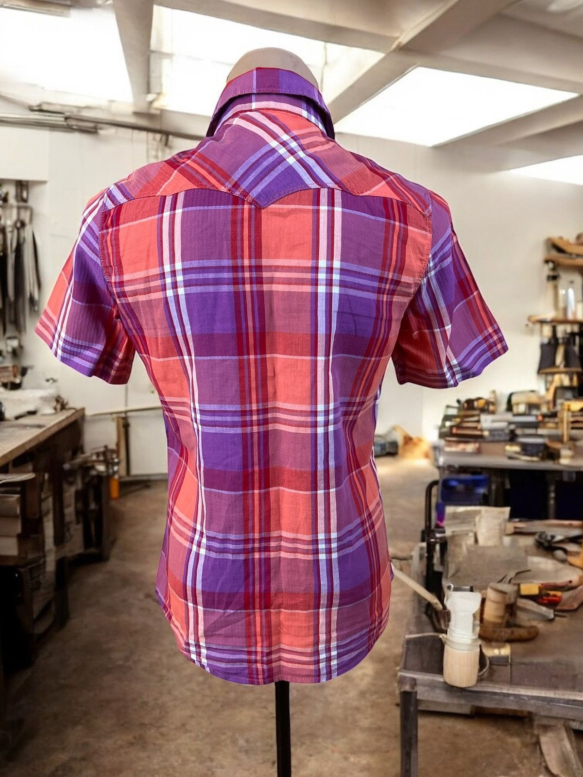 Wrangler Wrangler short sleeve checked cotton shirt size M Size M / US 6-8 / IT 42-44 - 3 Thumbnail