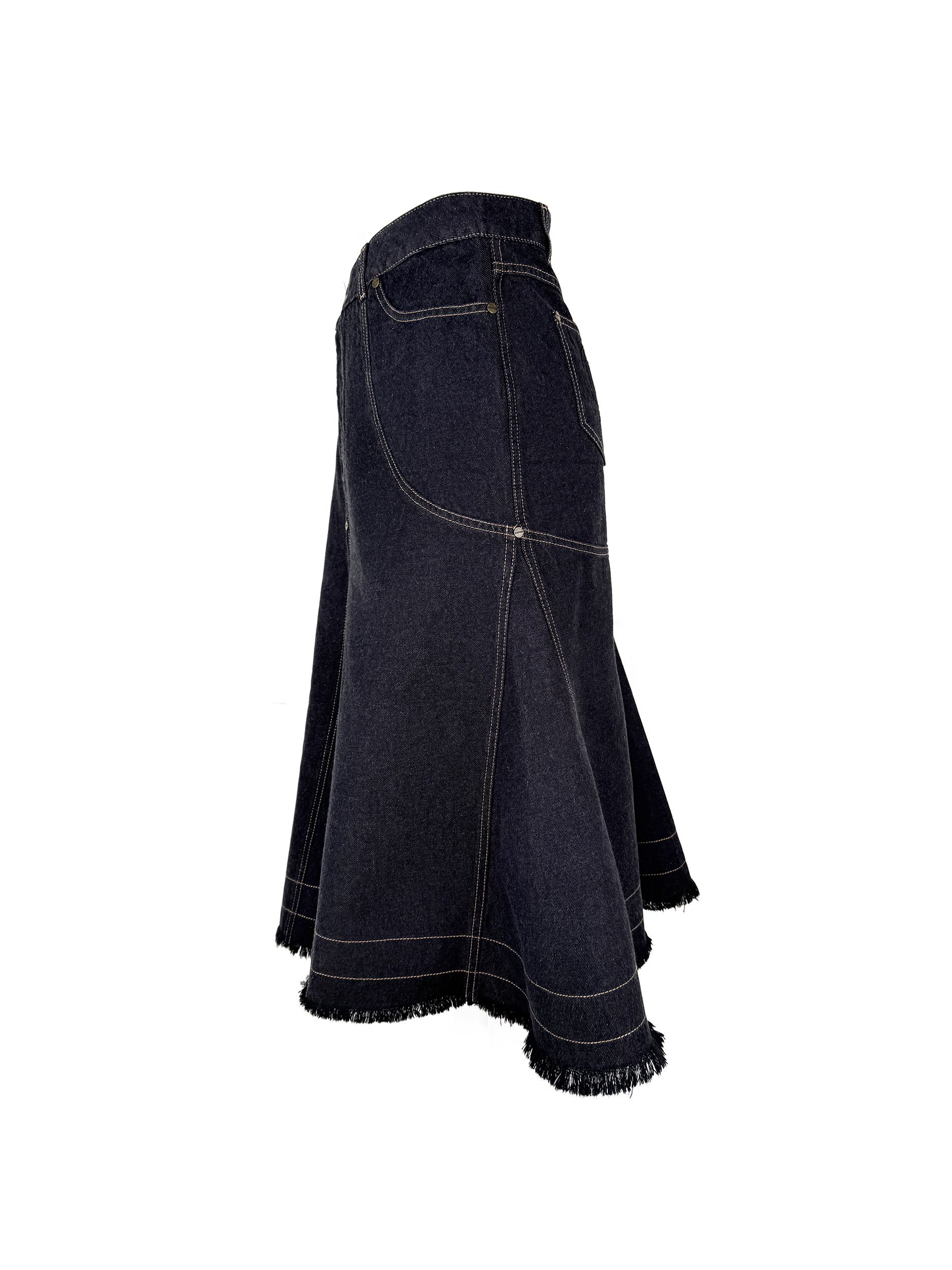 Alexander McQueen Alexander McQueen F/W 2002 Vintage Denim Logo Midi Skirt 44 Size 30" / US 8 / IT 44 - 7 Thumbnail