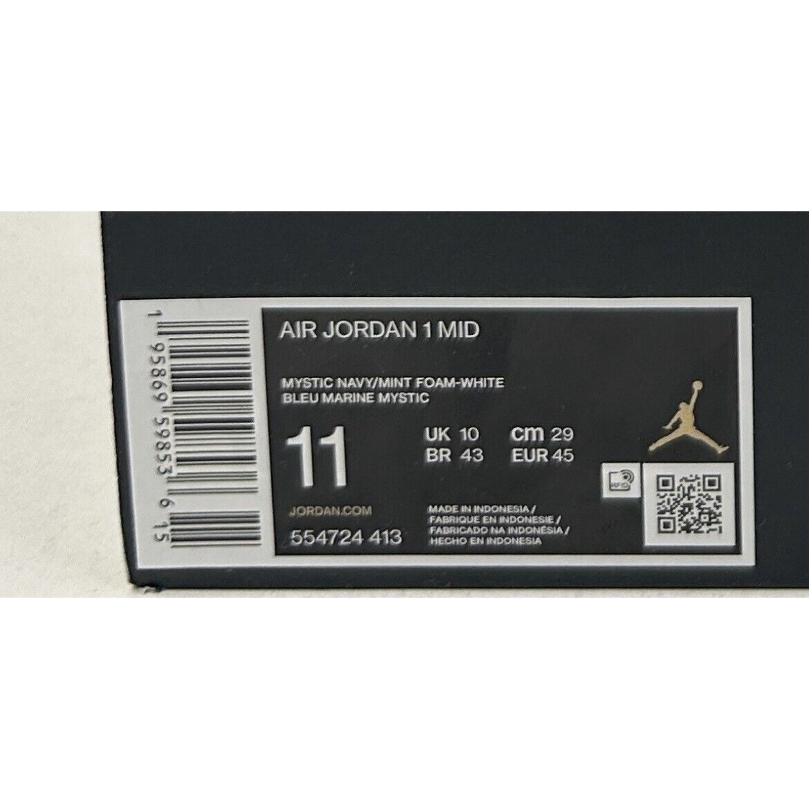 Nike Nike Air Jordan 1 Mid Retro “Mystic Navy" 2024 Size US 11 / EU 44 - 5 Thumbnail