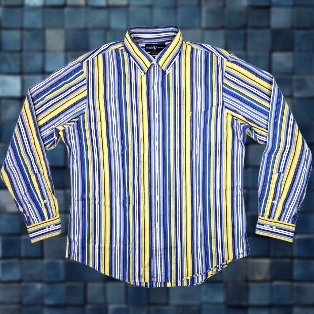 Polo Ralph Lauren Polo Ralph Lauren Button-Up Shirt Men L Custom Fit Stripe Blue Yellow Neck 16.5 Button-Down Sleeve Long Chrome? Size US L / EU 52-54 / 3 - 1 Thumbnail