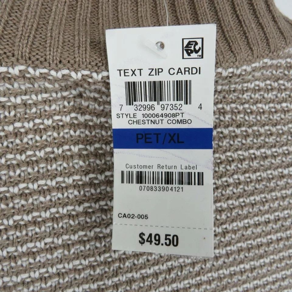 Other Karen Scott Women's Zip PXL Chestnut Cardigan Sweater NWT $4 Size XL / US 12-14 / IT 48-50 - 5 Thumbnail