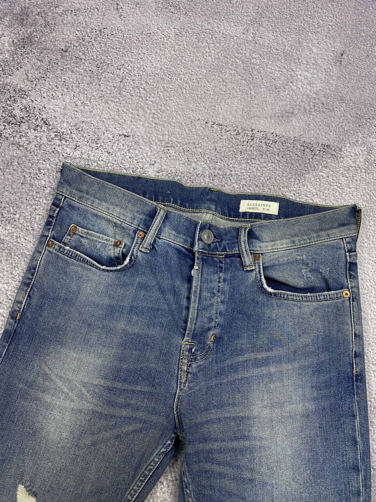 Allsaints AllSaints Dak Cigarette Blue Distressed Jeans Size US 30 / EU 46 - 5 Thumbnail