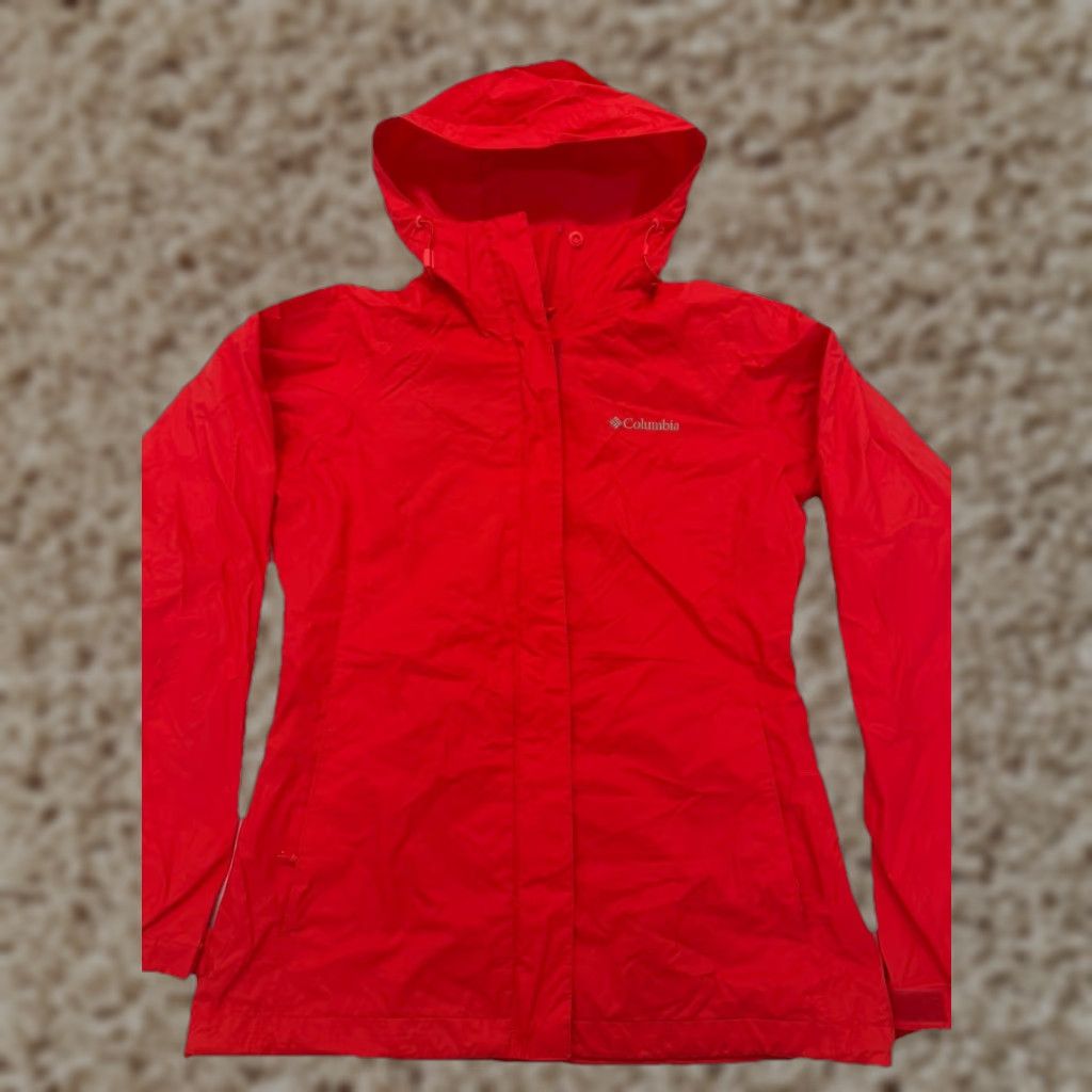 Pinko Columbia Windbreaker Jacket Womens Small Red Hooded Full Zip Lightweight Packable Size S / US 4 / IT 40 - 1 Thumbnail