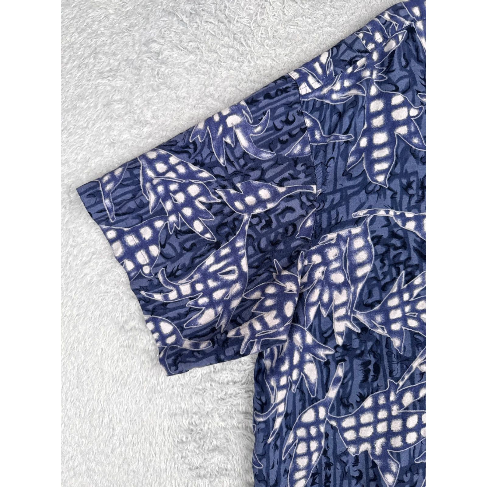 Vintage Chereskin Shirt Mens 2XL Blue Floral Leaf Cotton Button Up Hawaiian Shirt Casual Beach Resort Aloha Kimono Size US XXL / EU 58 / 5 - 3 Thumbnail
