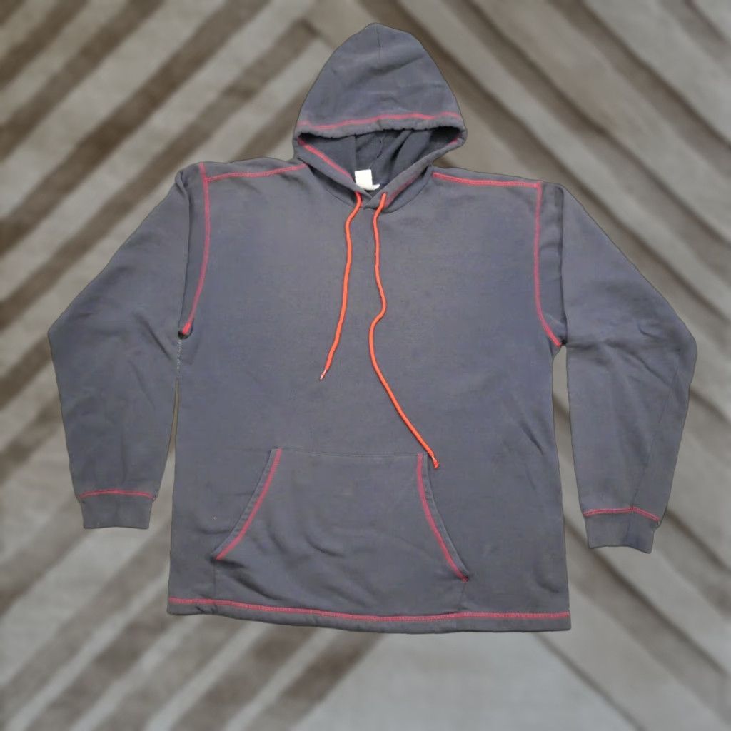 Vintage VINTAGE Hoodie Adult Large Blue Red Contrast Stitch Distressed Grunge Mens Size US L / EU 52-54 / 3 - 1 Thumbnail