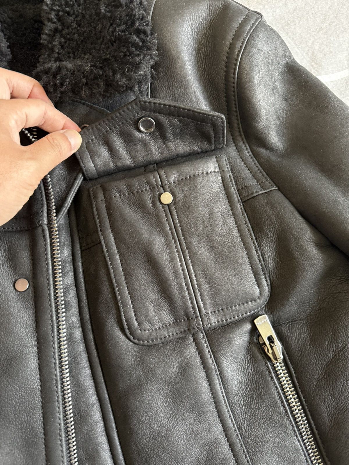 Drome Drome Shearling Leather Bomber Jacket Black Medium Size US M / EU 48-50 / 2 - 10 Thumbnail