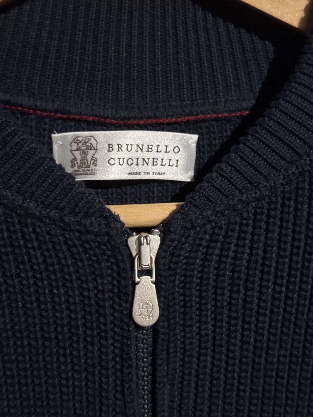 Brunello Cucinelli Navy Brunello Cucinelli Ribbed Cotton Zip Up Size US M / EU 48-50 / 2 - 3 Thumbnail