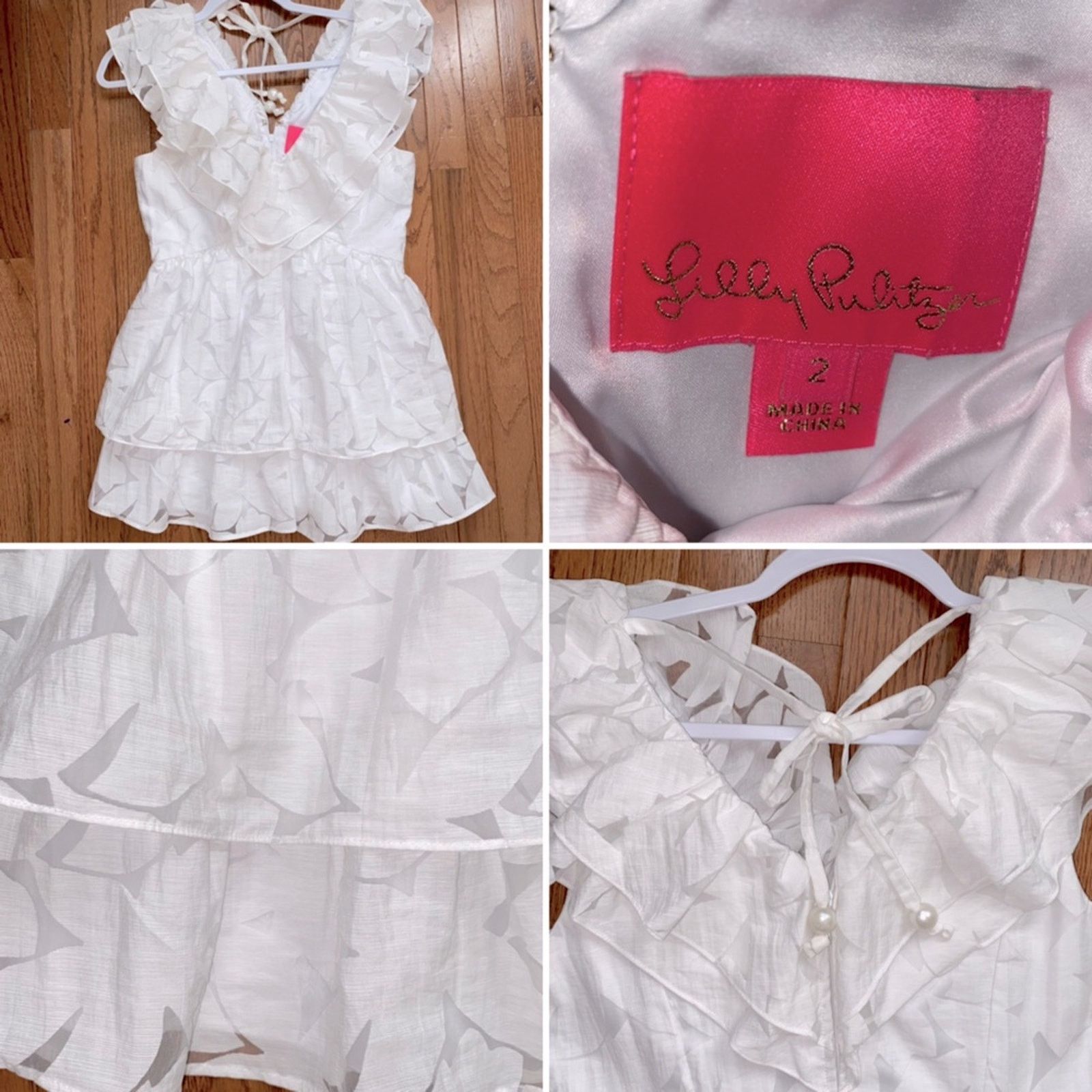Lilly Pulitzer Lilly Pulitzer $278 Ritamarie White Ruffle Mini Dress 2 Size XS / US 0-2 / IT 36-38 - 2 Thumbnail