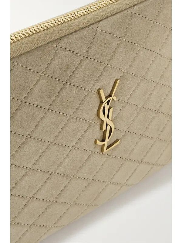 Saint Laurent Paris o1b1hav110225 Size: OS / Gaby Zipped Pouch in Quilted Suede Size ONE SIZE - 4 Thumbnail