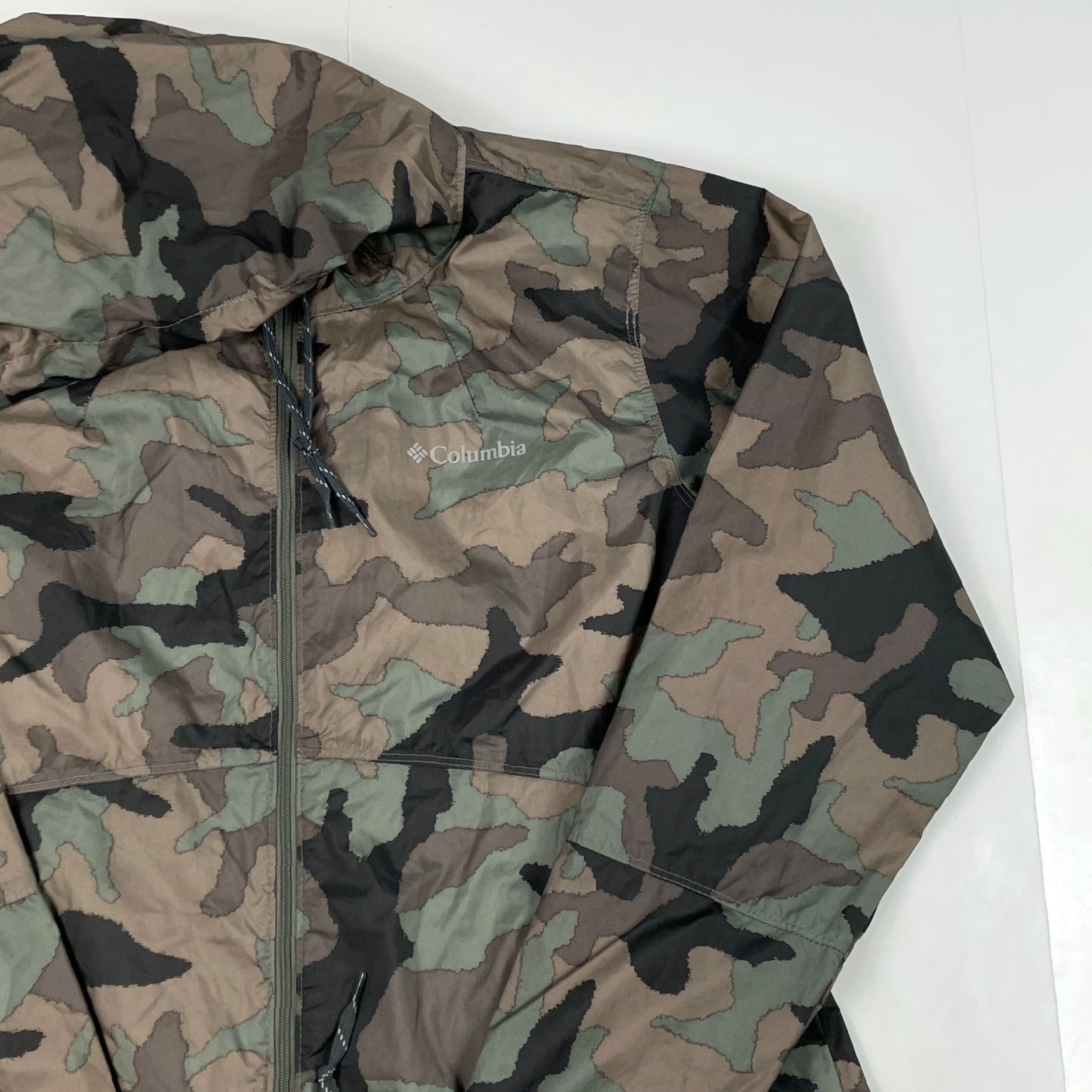 Vintage Columbia Jacket Women Medium Brown Camouflage Full Zip Hooded Windbreaker Pockets Water Resistant Logo Size M / US 6-8 / IT 42-44 - 3 Thumbnail
