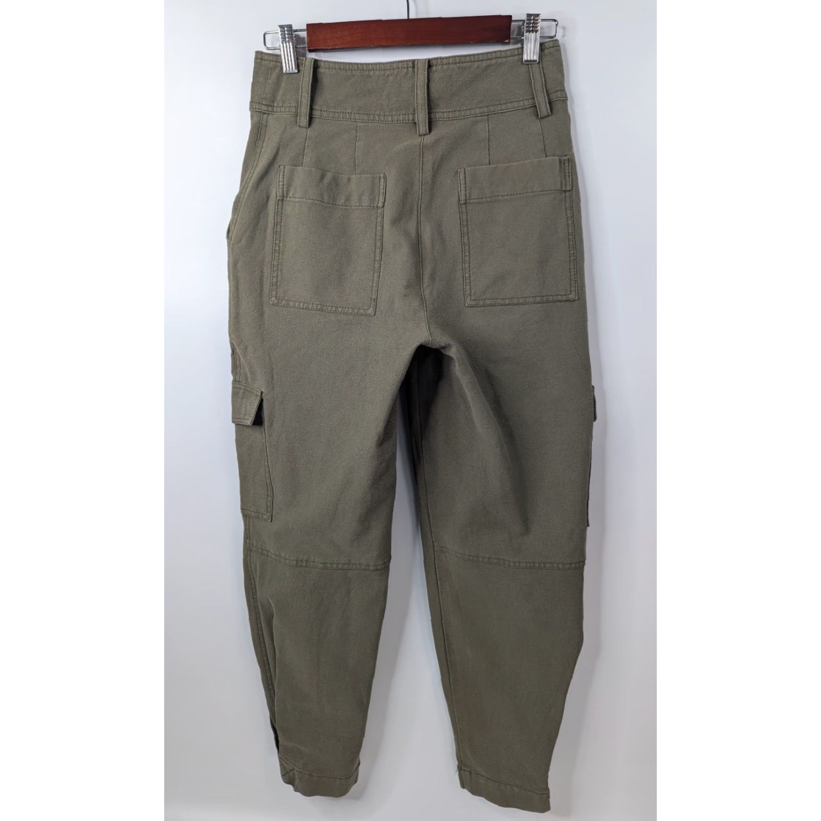 Vintage Derek Lam 10 Crosby Cargo Pants Womens 2 Green Utility Fatigue Military City Quiet Luxury Cargo Pockets Stretch Tailored Regular Tapered Size 26" / US 2 / IT 38 - 5 Thumbnail