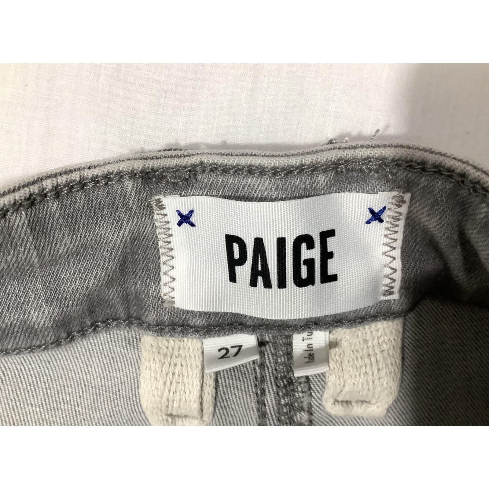 Paige Paige Jeans Womens Cindy High Rise Slim Straight Crop Gray 27 Button Fly Frayed Hem Denim Crop Distressed Stretch Size 27" / US 4 / IT 40 - 4 Thumbnail