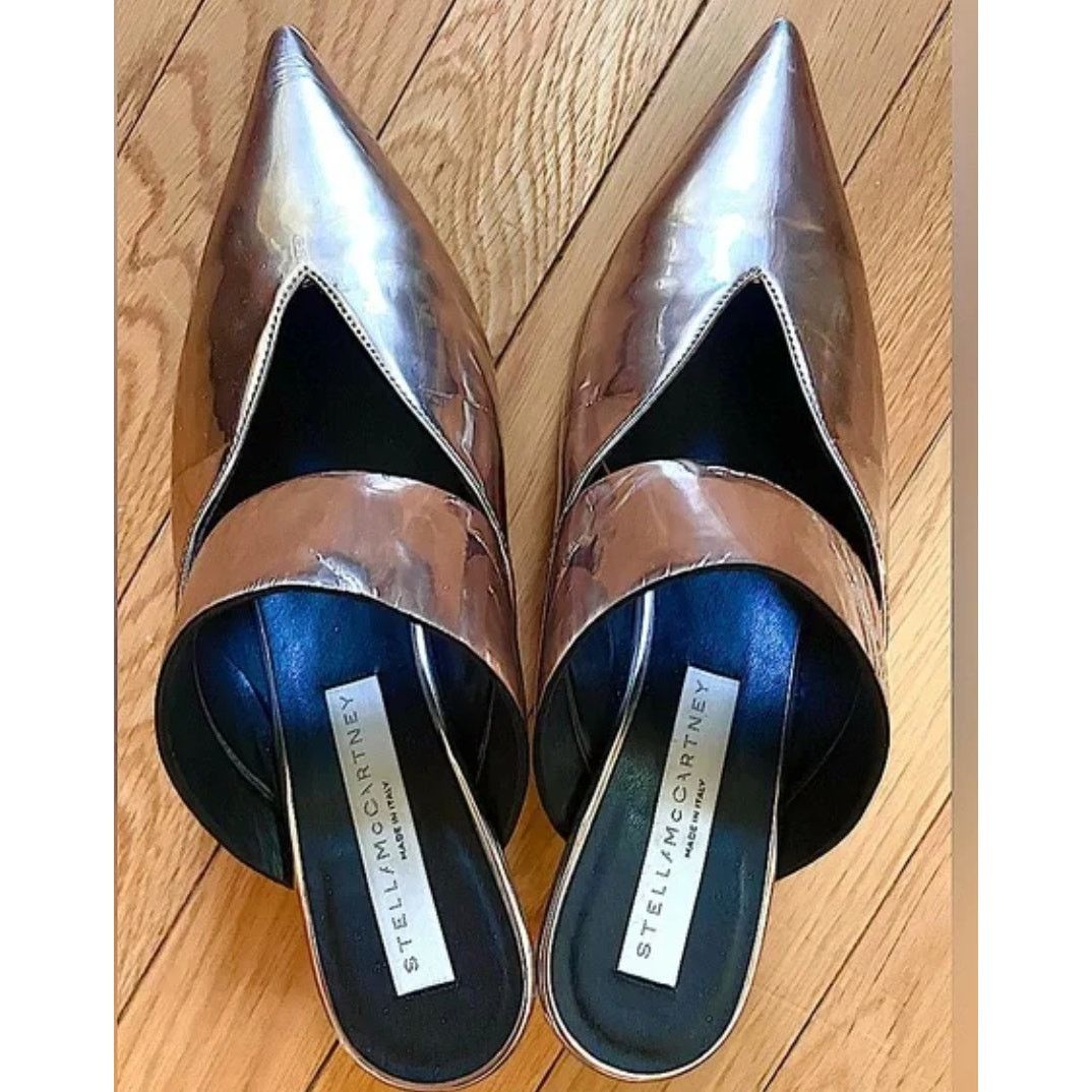 Stella McCartney Stella McCartney Cutout faux mirrored mules Rose Gold Size US 5 / IT 35 - 2 Thumbnail