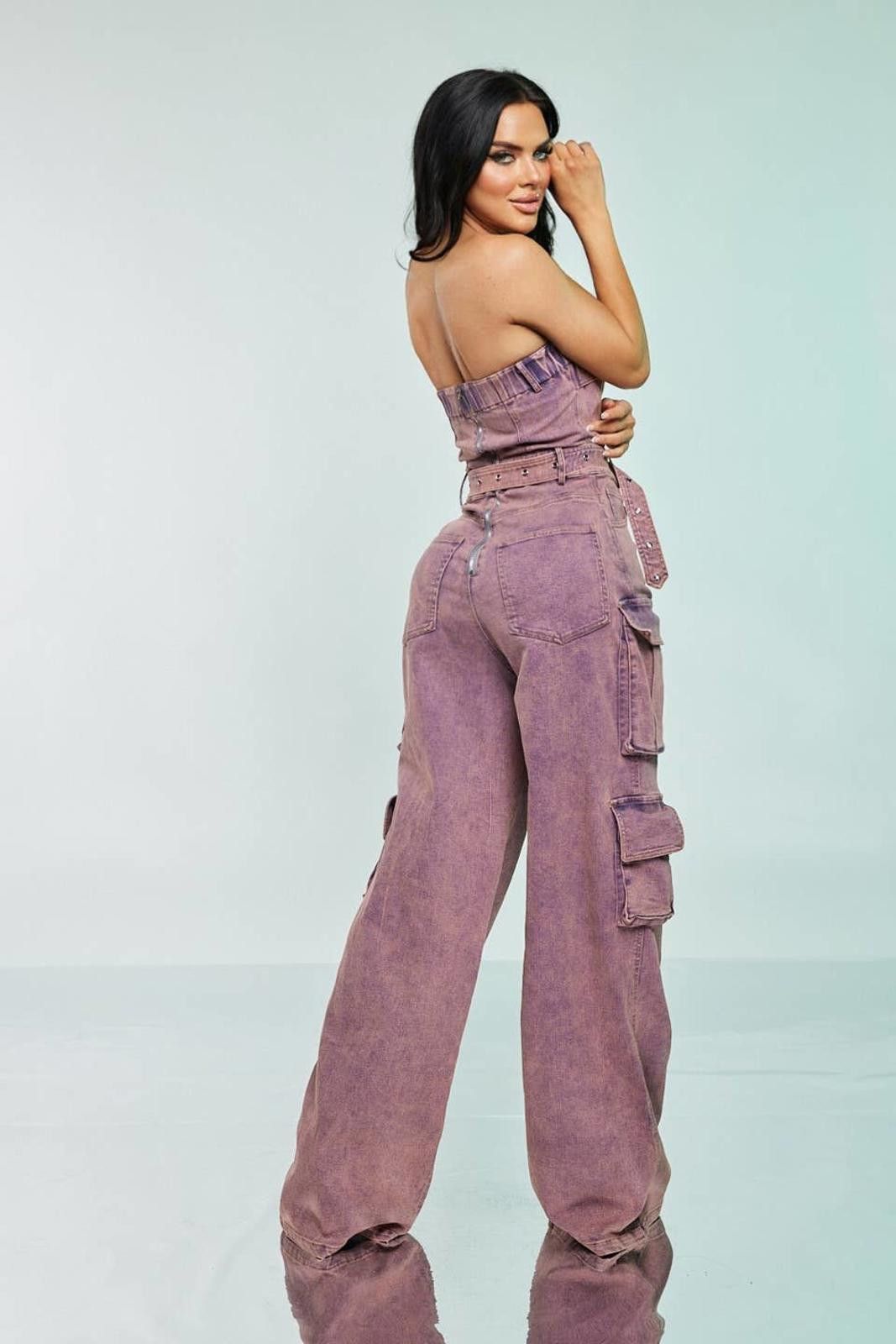 Other Pink Acid Wash Cargo Jumpsuit Spandex by WFFS Size M / US 6-8 / IT 42-44 - 2 Thumbnail