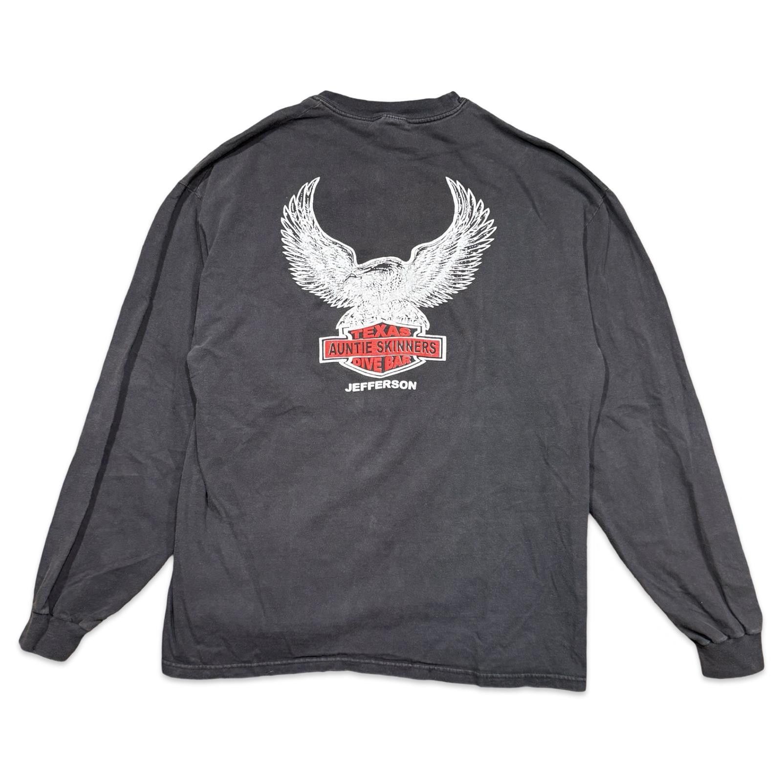 Designer Texas Auntie Skinners Dive Bar Vintage Long Sleeve Biker Tee Size US XL / EU 56 / 4 - 1 Thumbnail