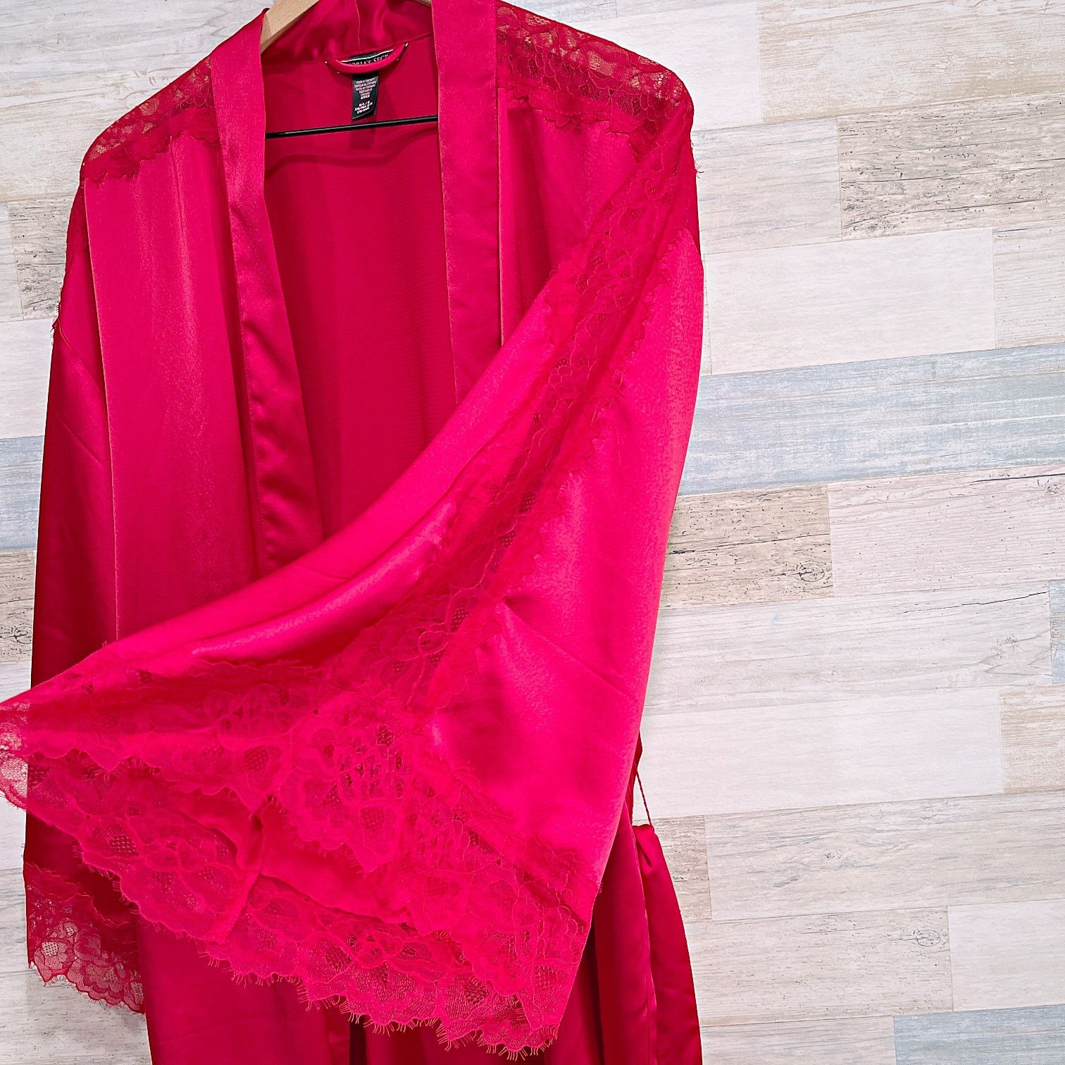 Victoria's Secret Victorias Secret Satin Lace Lingerie Robe Red Womens Medium Size ONE SIZE - 4 Thumbnail