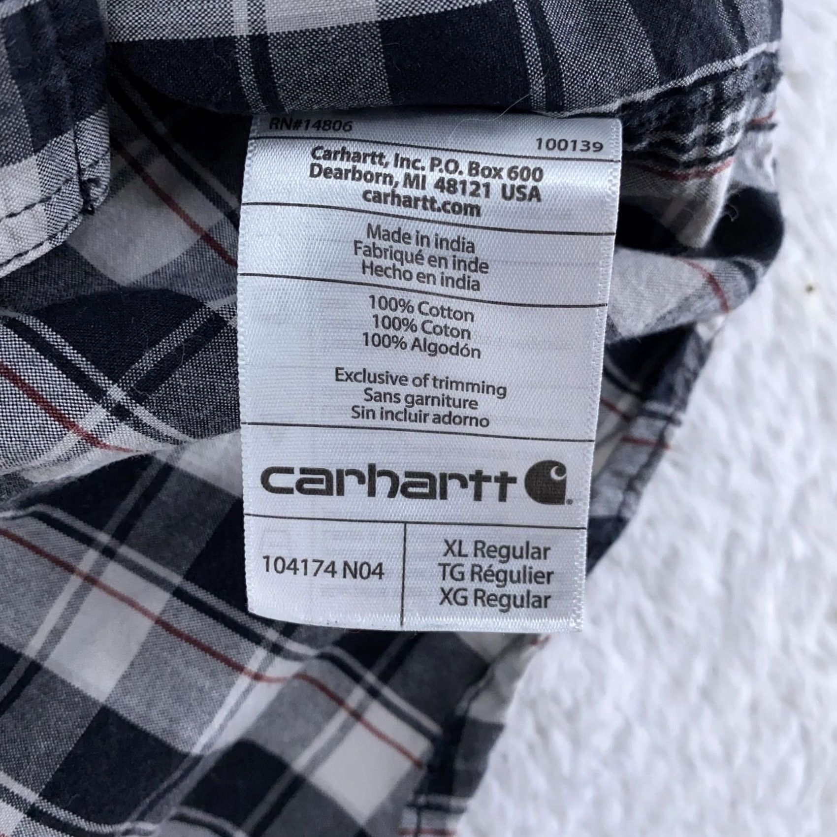 Carhartt Carhartt Shirt Mens XL Black Plaid Button-Up Short Sleeve Relaxed Fit Size US XL / EU 56 / 4 - 8 Thumbnail