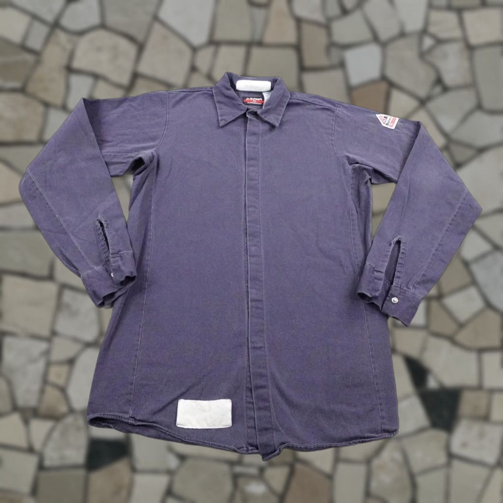 Vintage Bulwark Shirt Mens Small Blue FR CAT2 Work Flame Resistant Mechanic Utility Snap Shirt Size US S / EU 44-46 / 1 - 1 Thumbnail