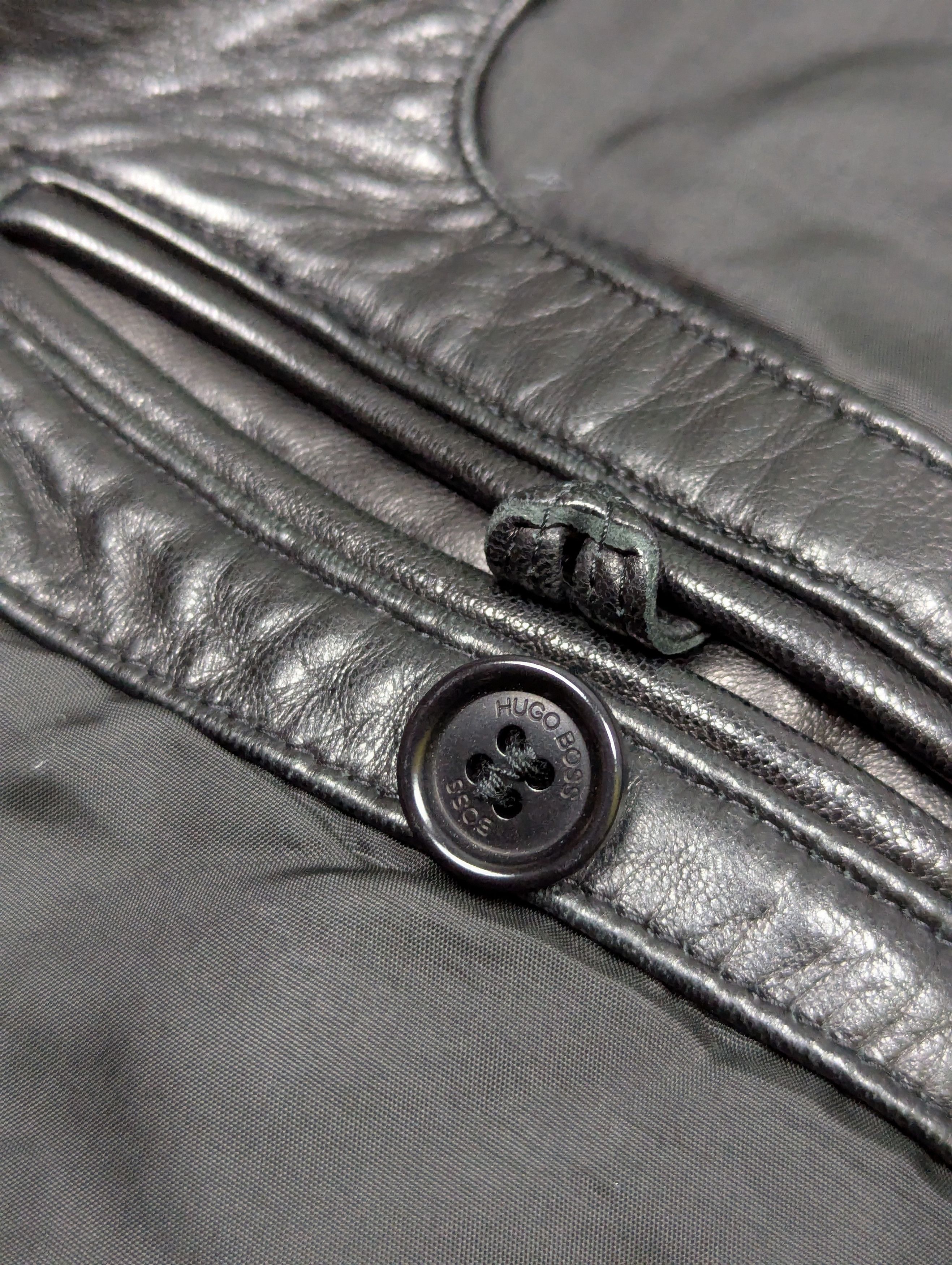 Hugo Boss VTG Hugo Boss Black Leather Jacket Coat L/XL Size US L / EU 52-54 / 3 - 8 Thumbnail