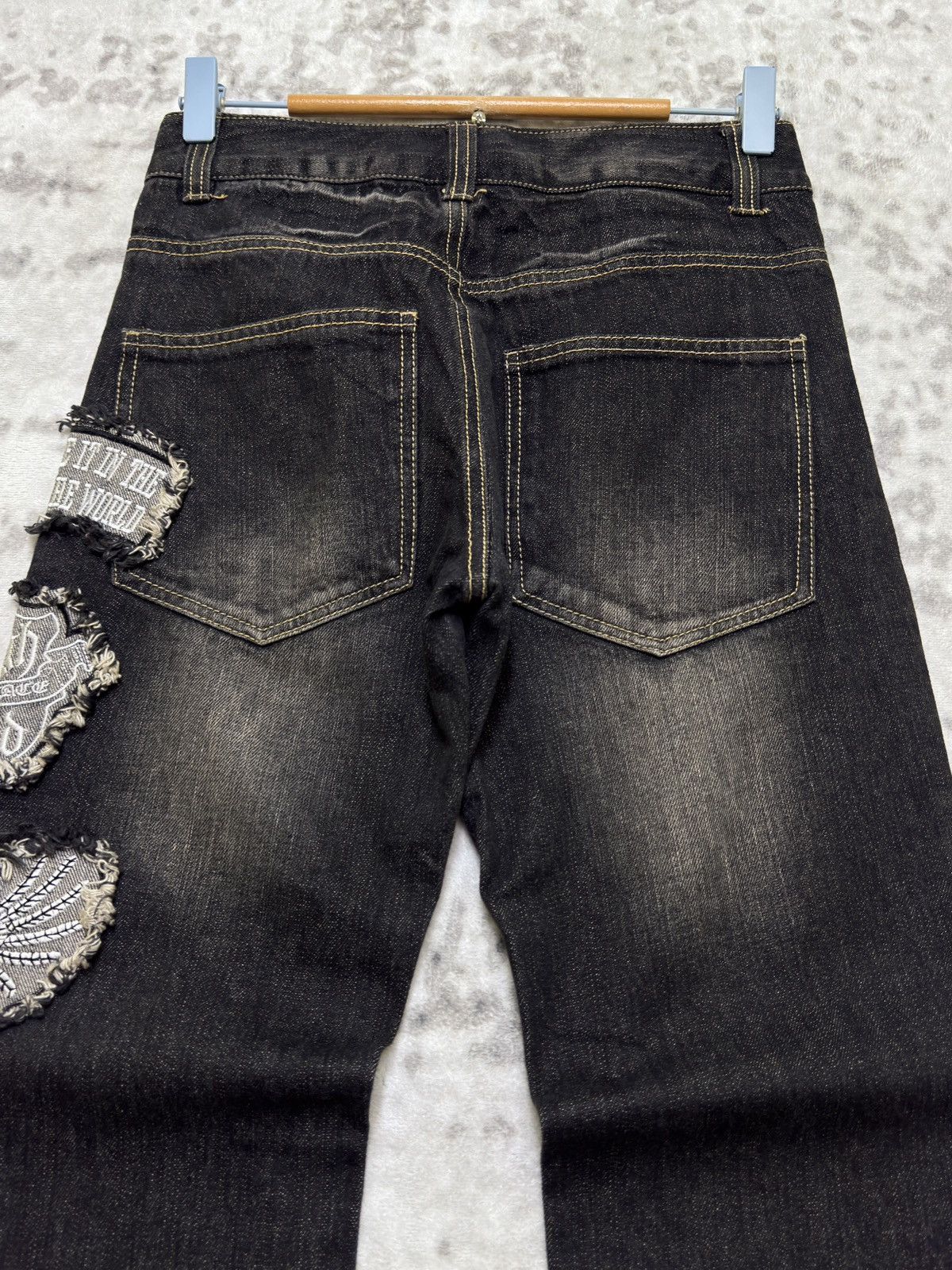 If Six Was Nine Vintage Punk Patchwork Denim Y2K Regular Fit Jeans Size US 26 / EU 42 - 10 Thumbnail