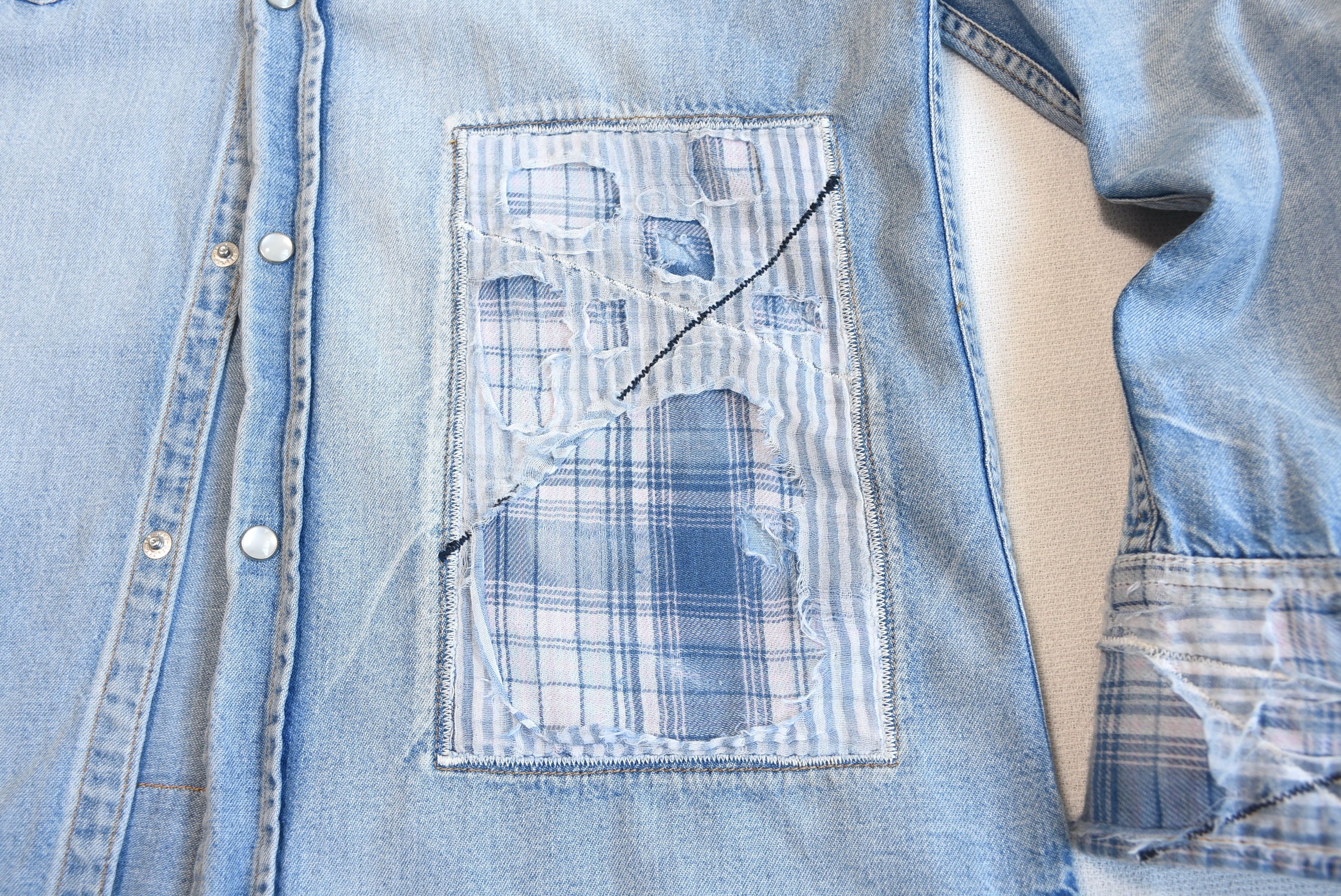 Edwin × Japanese Brand EDWIN Vintage Repair Style Denim Shirt with Patchwork!! Size US M / EU 48-50 / 2 - 8 Thumbnail