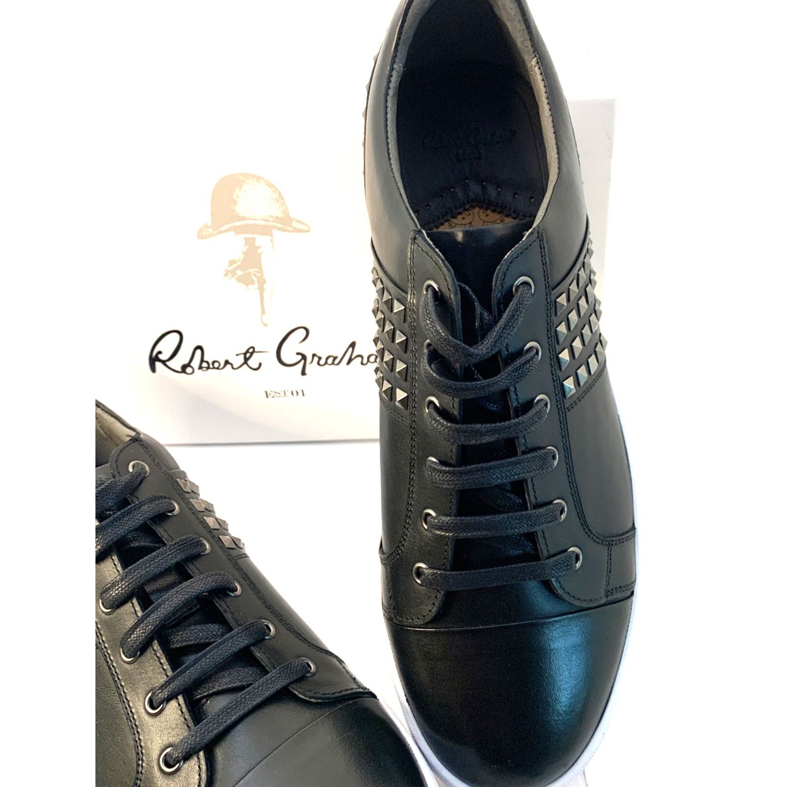 Robert Graham Robert Graham Studded Black Leather Sneakers | Sz 9 | NIB Size US 9 / EU 42 - 6 Thumbnail