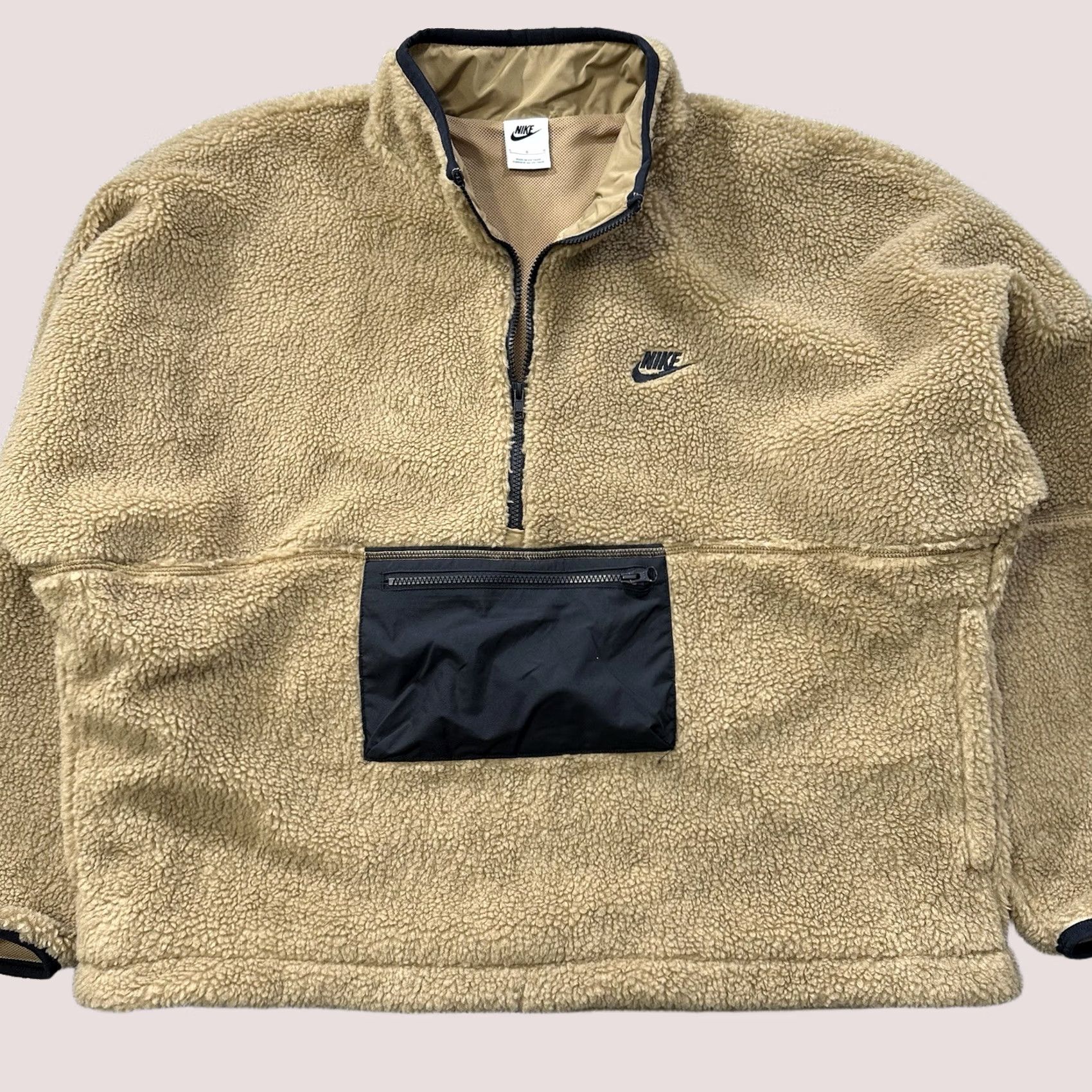 Nike Nike Jacket Mens L Club Sherpa Fleece Anorak 1/2 Zip Pullover Winter Tan Brown Size US L / EU 52-54 / 3 - 1 Thumbnail