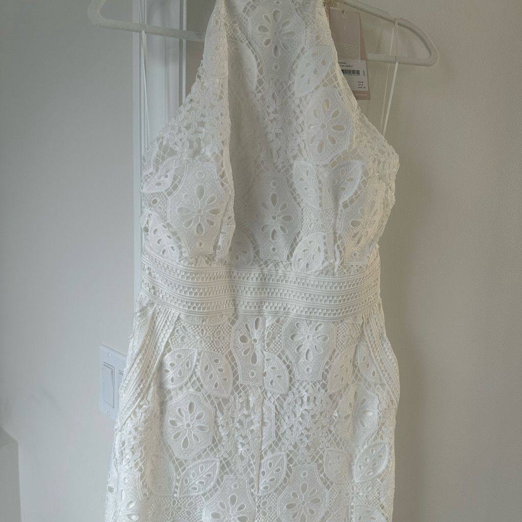 Other Keepsake White Halter Lace Jumpsuit Size M Size 32" / US 10 / IT 46 - 7 Thumbnail
