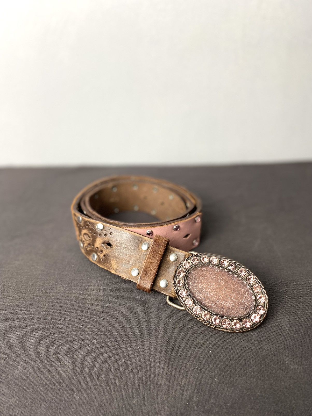 Cowboy Equipment Italy Made Vintage Belt Cowboy Style Rhinestones Patchwork Size ONE SIZE - 1 Thumbnail