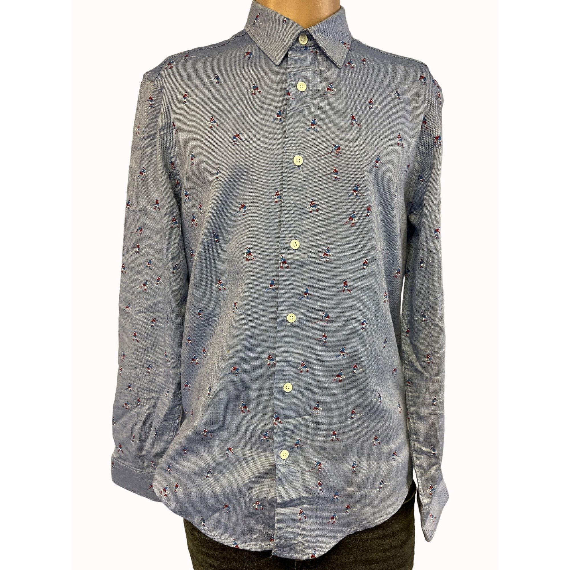 collarless dress shirt zara Zara Man Collarless Slim Fit Mens Button Up Casual S/S Blue Shirt Size XL