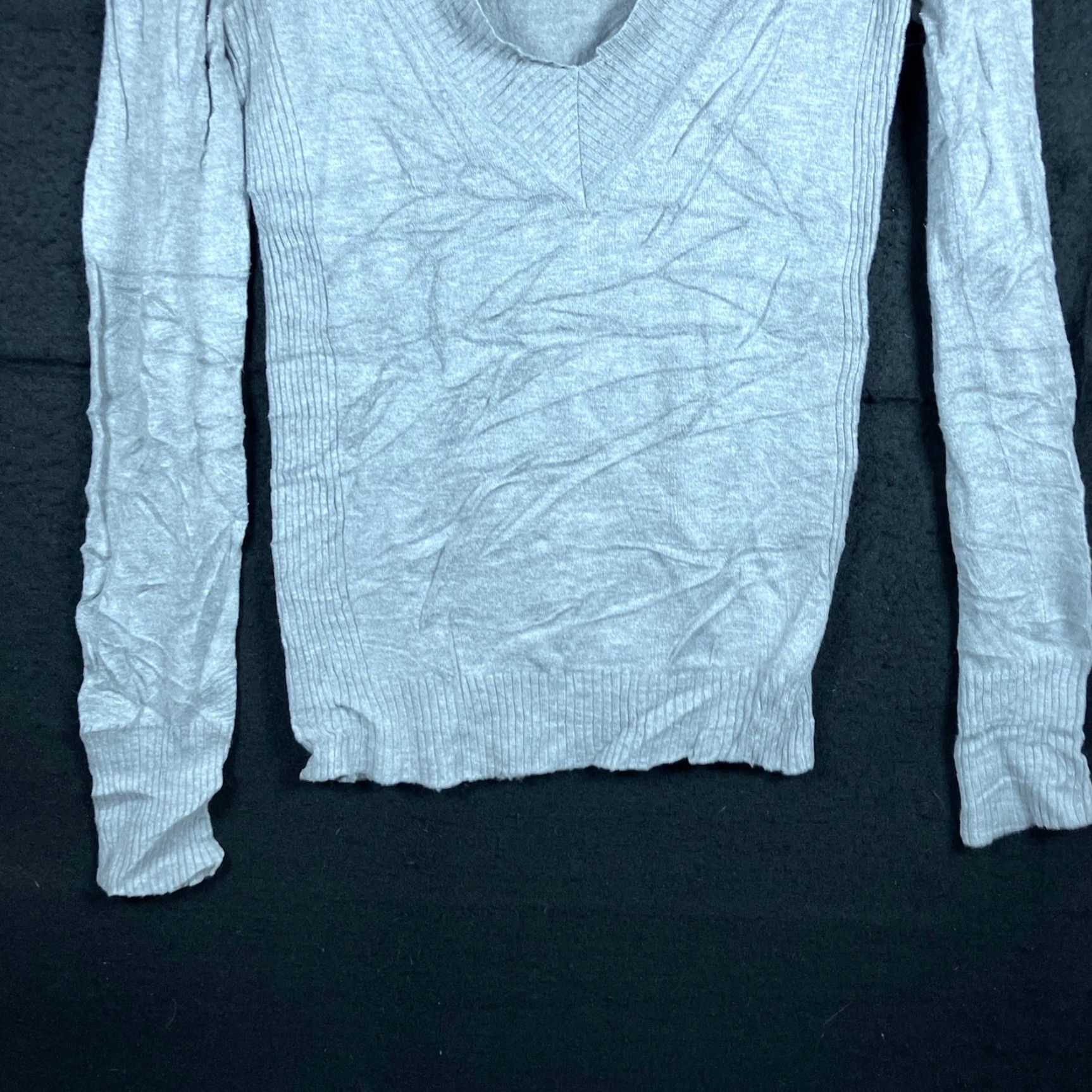 Express Express Womens Sweater Gray V Neck Knitted Long Sleeve Stretch Small S Size S / US 4 / IT 40 - 3 Thumbnail