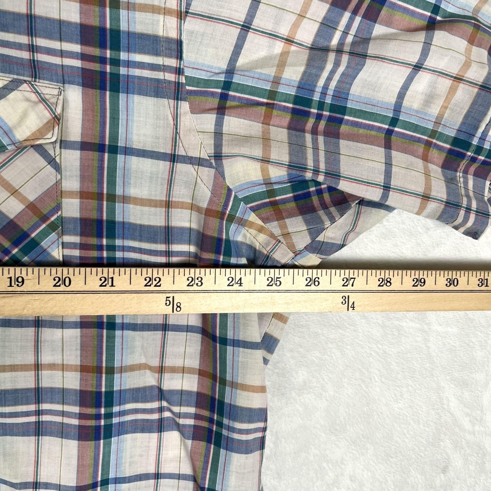 Wrangler Wrangler Shirt Mens 2XLT Multicolor Plaid Short Sleeve Snap Front Western Tall Size US XXL / EU 58 / 5 - 5 Thumbnail