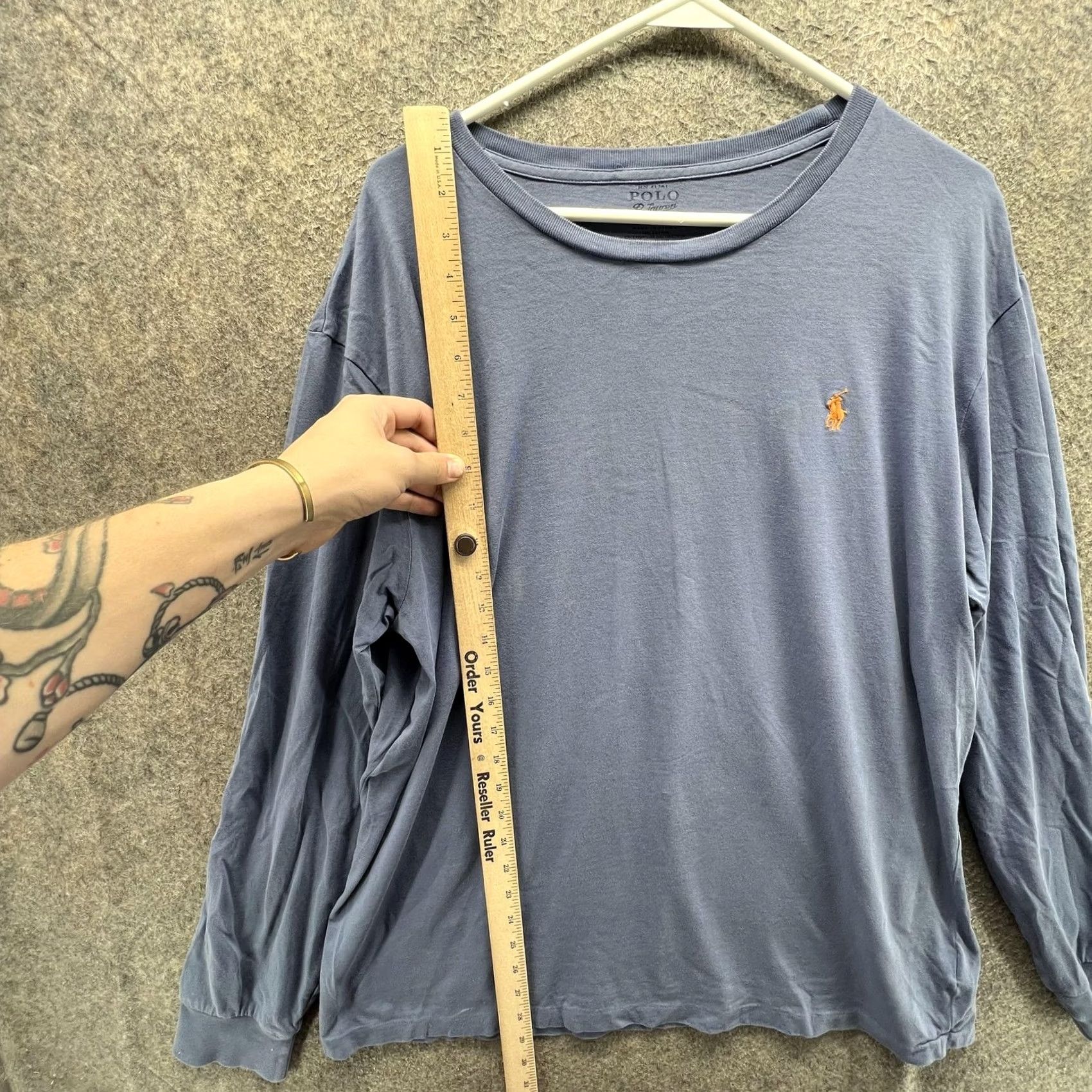 Polo Ralph Lauren Polo Ralph Lauren Shirt Mens XL Blue Long Sleeve Crewneck Pony Logo Tagless Tee Size US XL / EU 56 / 4 - 4 Thumbnail