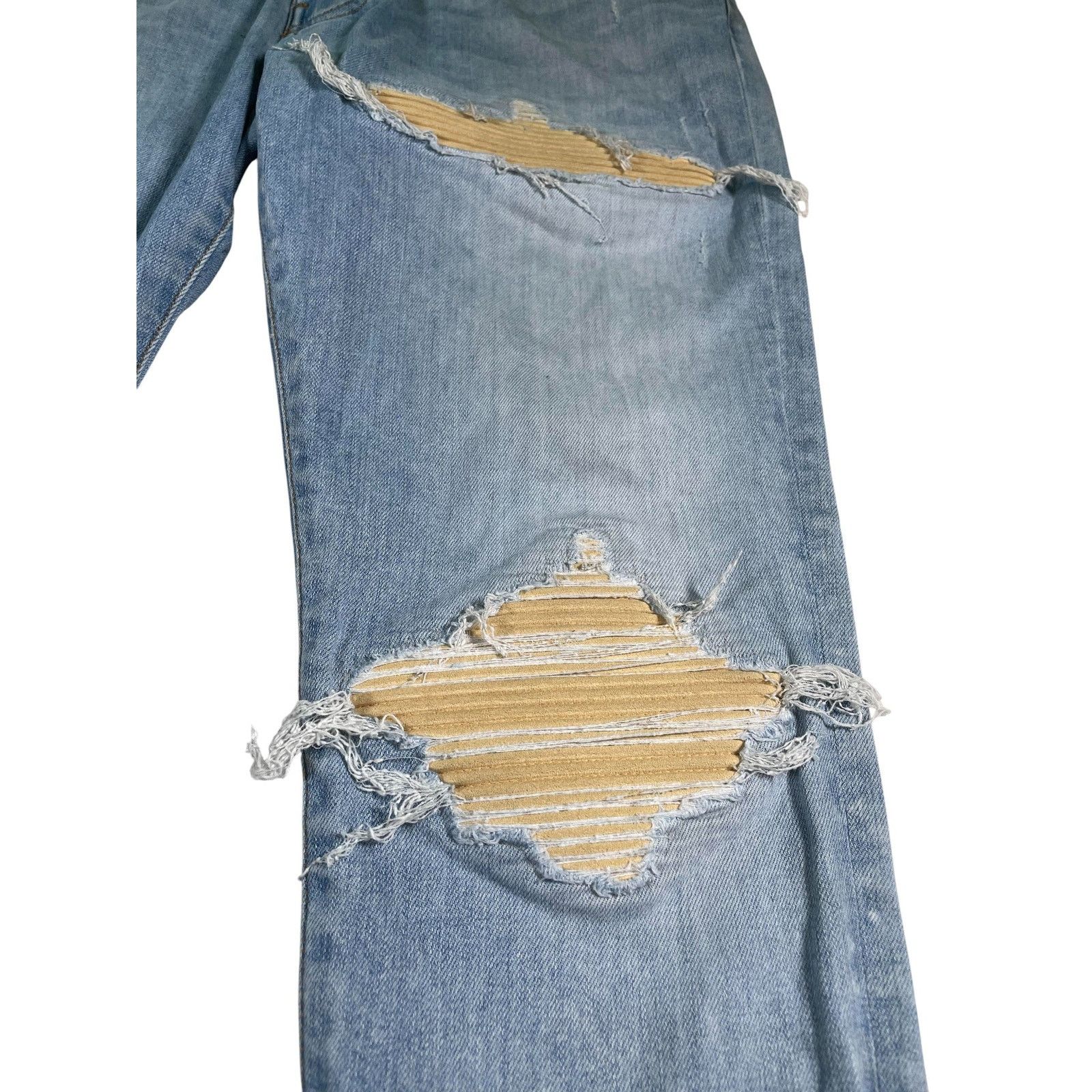 Amiri Amiri MX1 Yellow Sundust Patch Light Wash Jeans Size US 34 / EU 50 - 2 Thumbnail