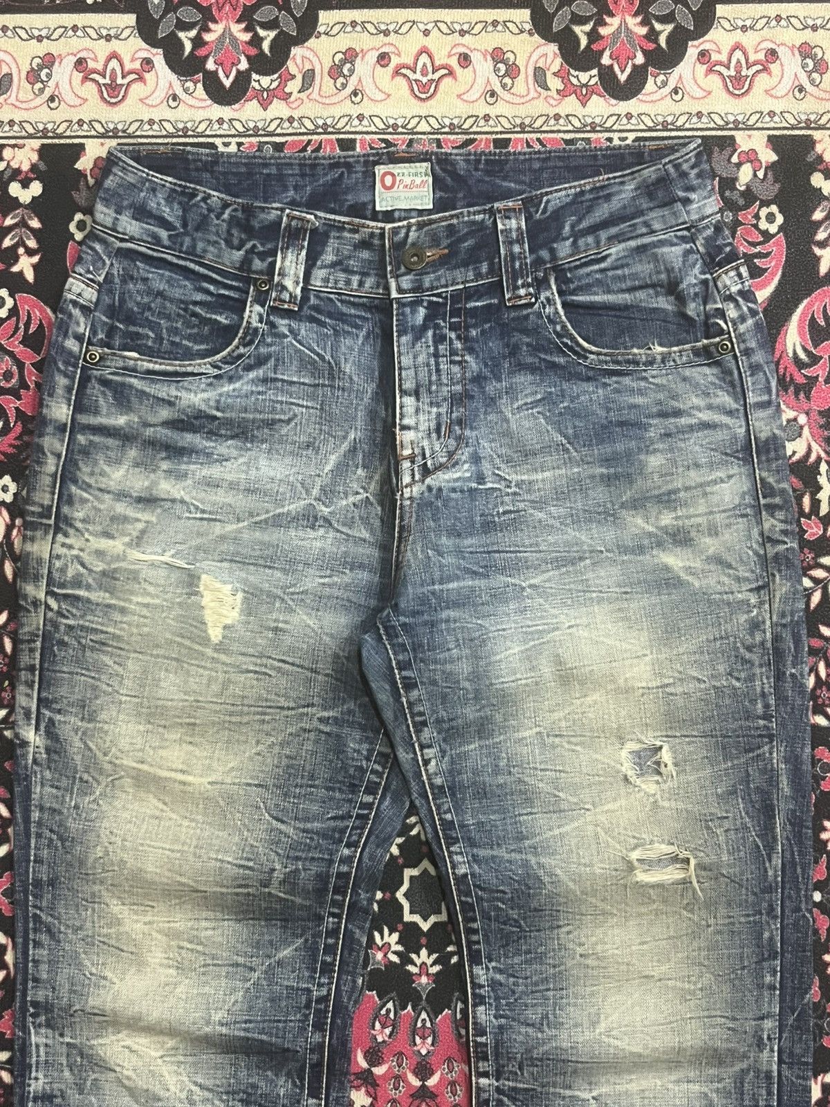 Tornado Mart Ozz-Firsi Pinball Distressed Thunder Distressed Flare Jeans Size US 30 / EU 46 - 4 Thumbnail