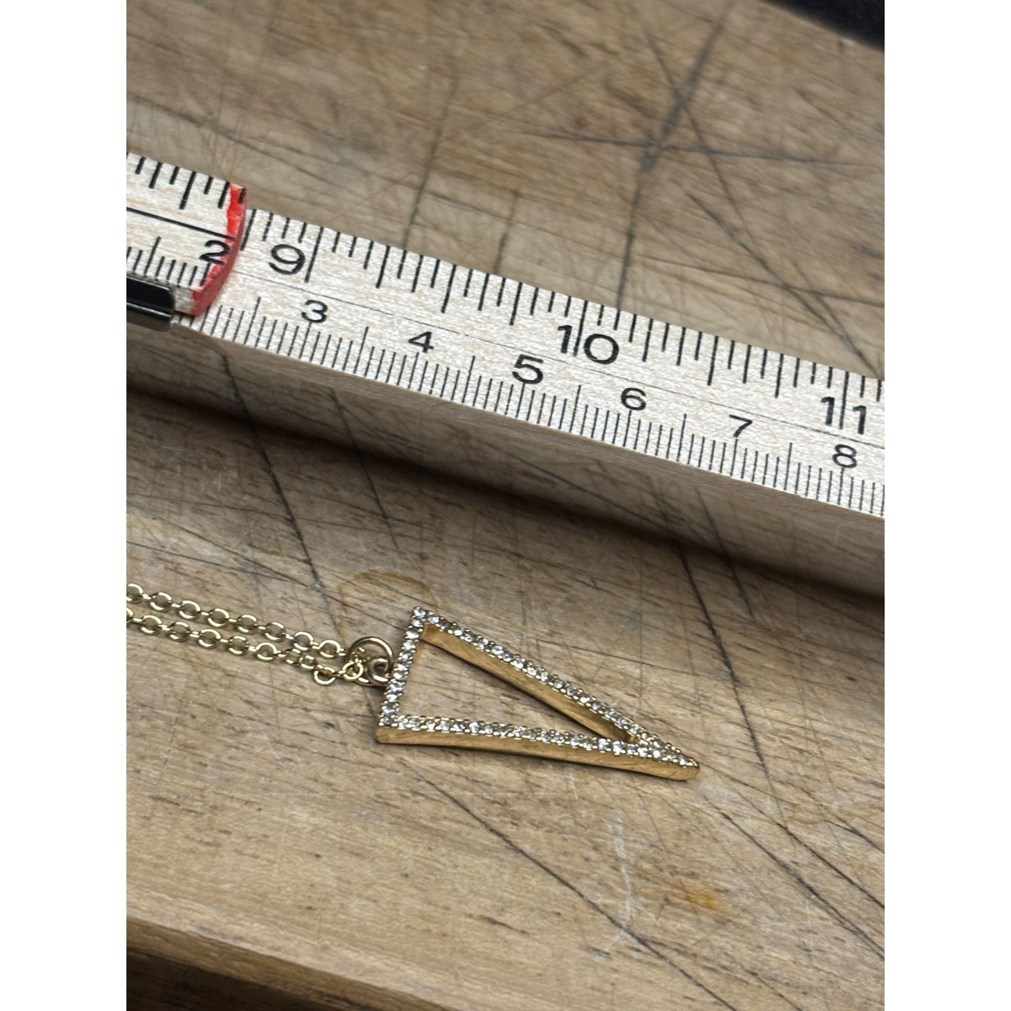 Other Gold Chain Necklace With Rhinestone Triangle Pendant Size ONE SIZE - 2 Thumbnail