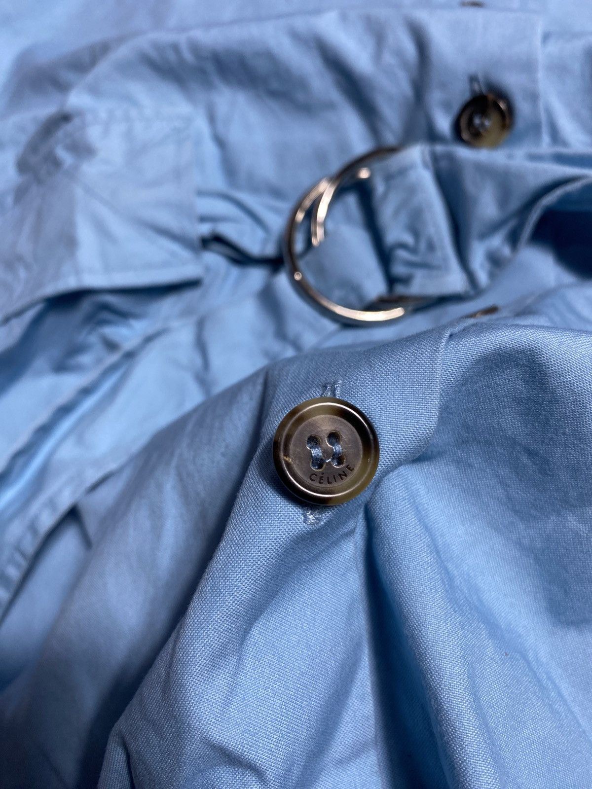 Celine CELINE Phoebe Philo Blue Cotton Silver d Ring Belt Shirt Size M / US 6-8 / IT 42-44 - 4 Thumbnail