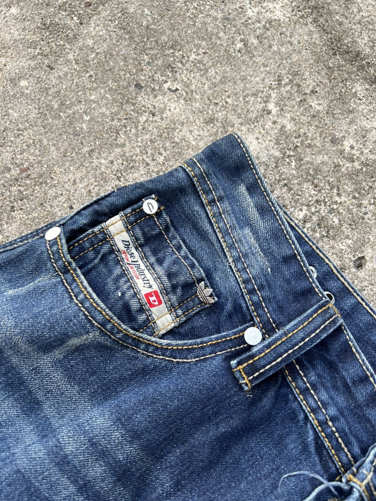 Adidas × Diesel 💥Vintage Diesel Industry x Adidas Distress Jean Size US 29 - 10 Thumbnail