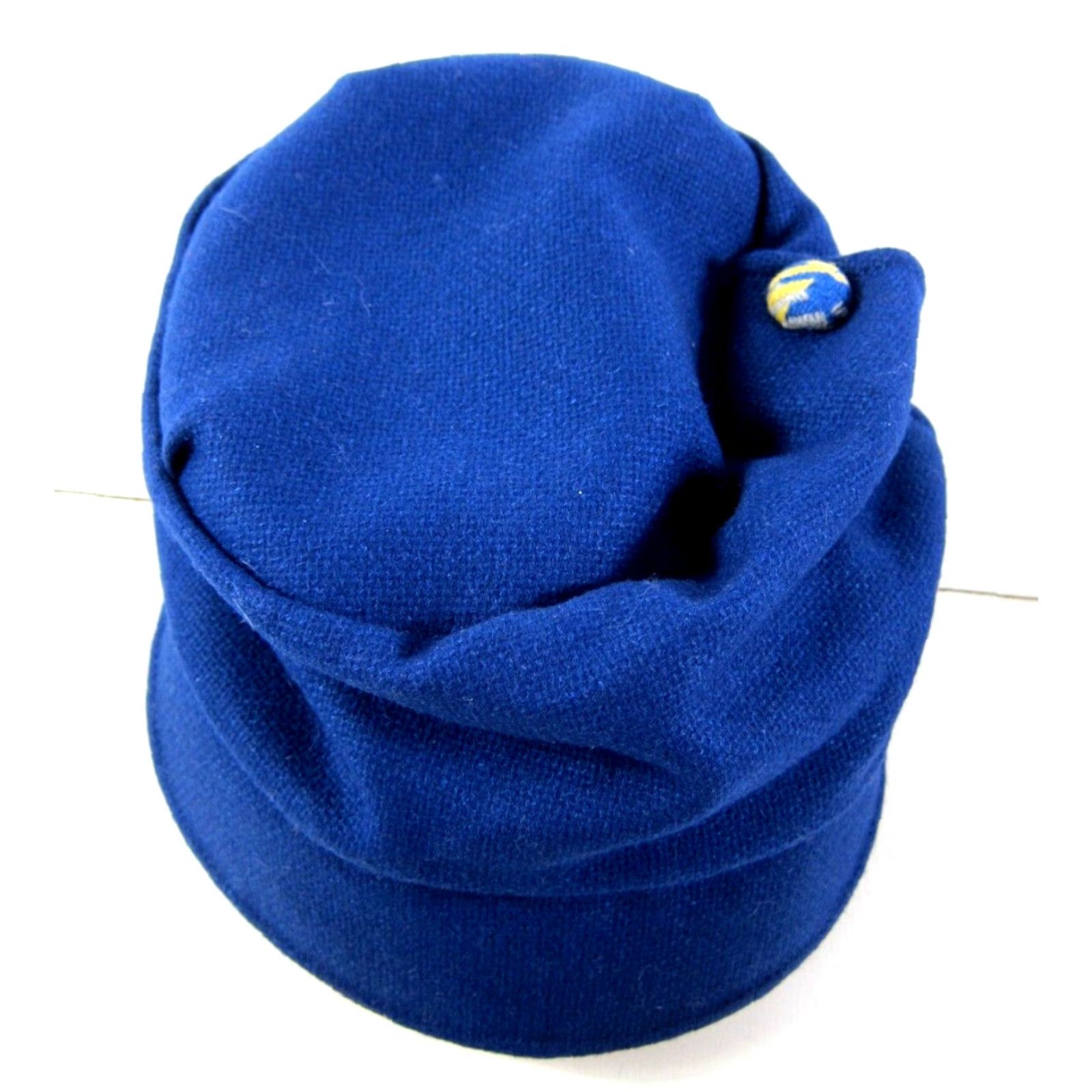 Vintage VINTAGE Baroness Ashley Blue Gathered Button Bucket Paperboy Bill Cap City Party Hat Size ONE SIZE - 6 Thumbnail