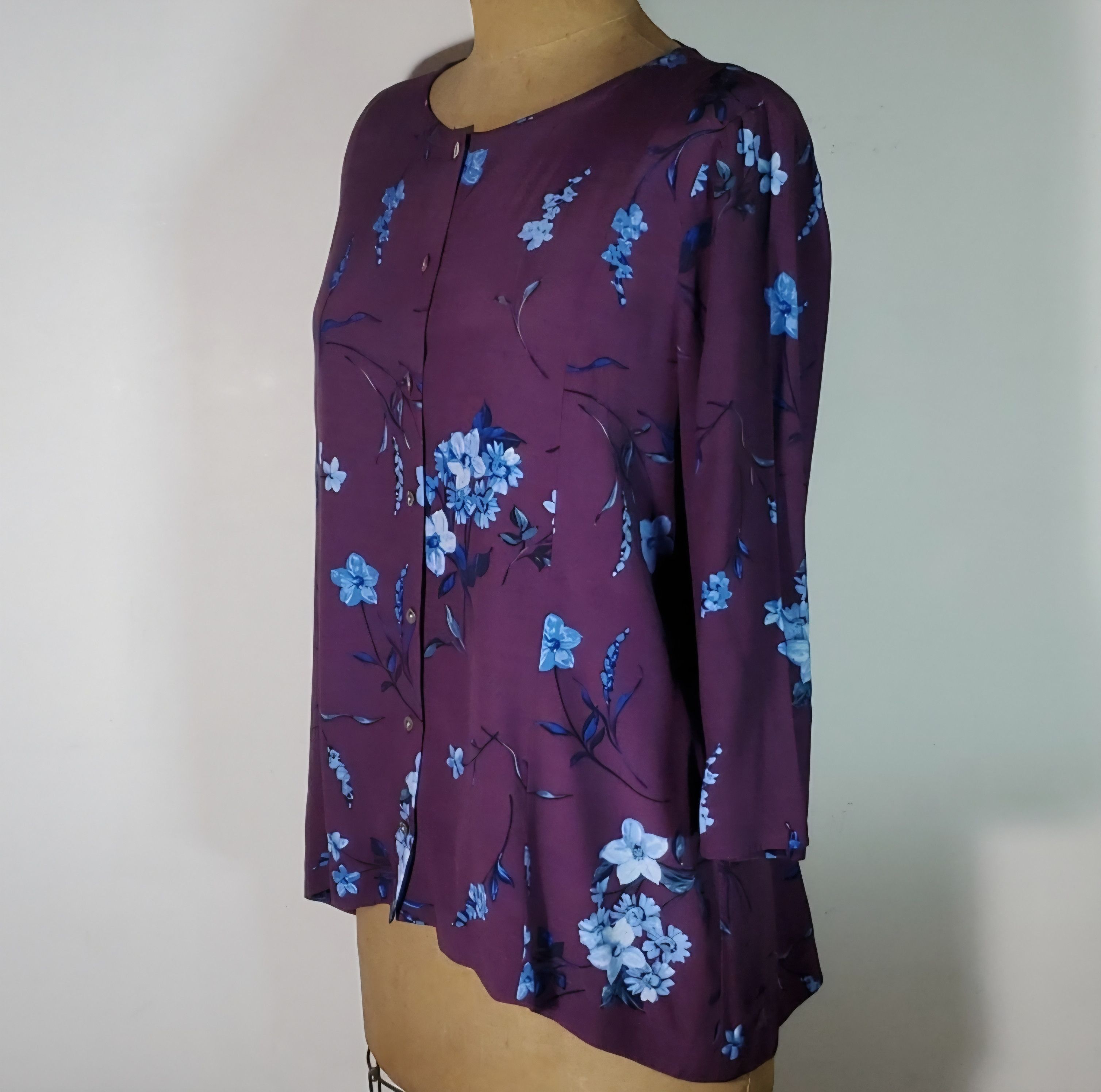 J. Jill J. Jill Size M Tunic Top Blouse Button Down Purple Blue Size M / US 6-8 / IT 42-44 - 3 Thumbnail