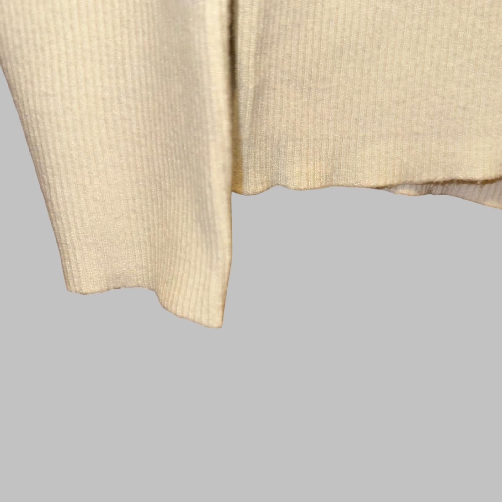 Zara Zara Girls Cream Ribbed Knit Button Cardigan Sweater 11-12 Size XL / US 12-14 / IT 48-50 - 3 Thumbnail